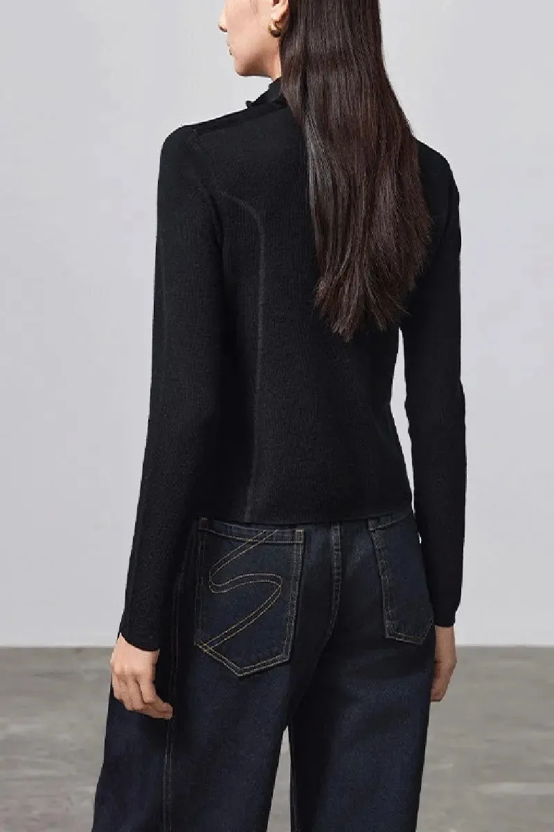 100 Merino Wool Double Zipper Stand Collar Cardigan