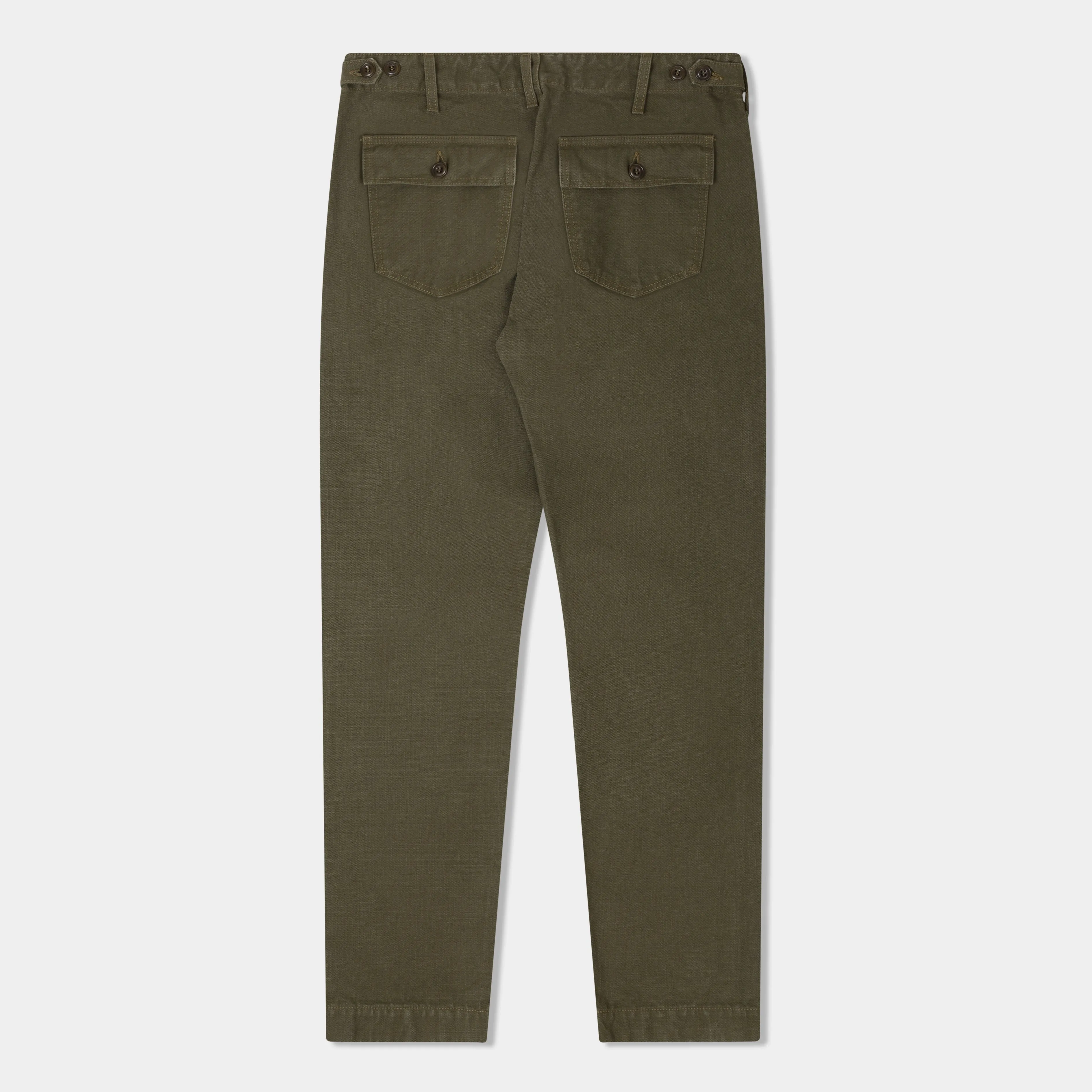 14.5oz Japanese Heavy Slub Cotton Canvas Utility Pants (Olive)