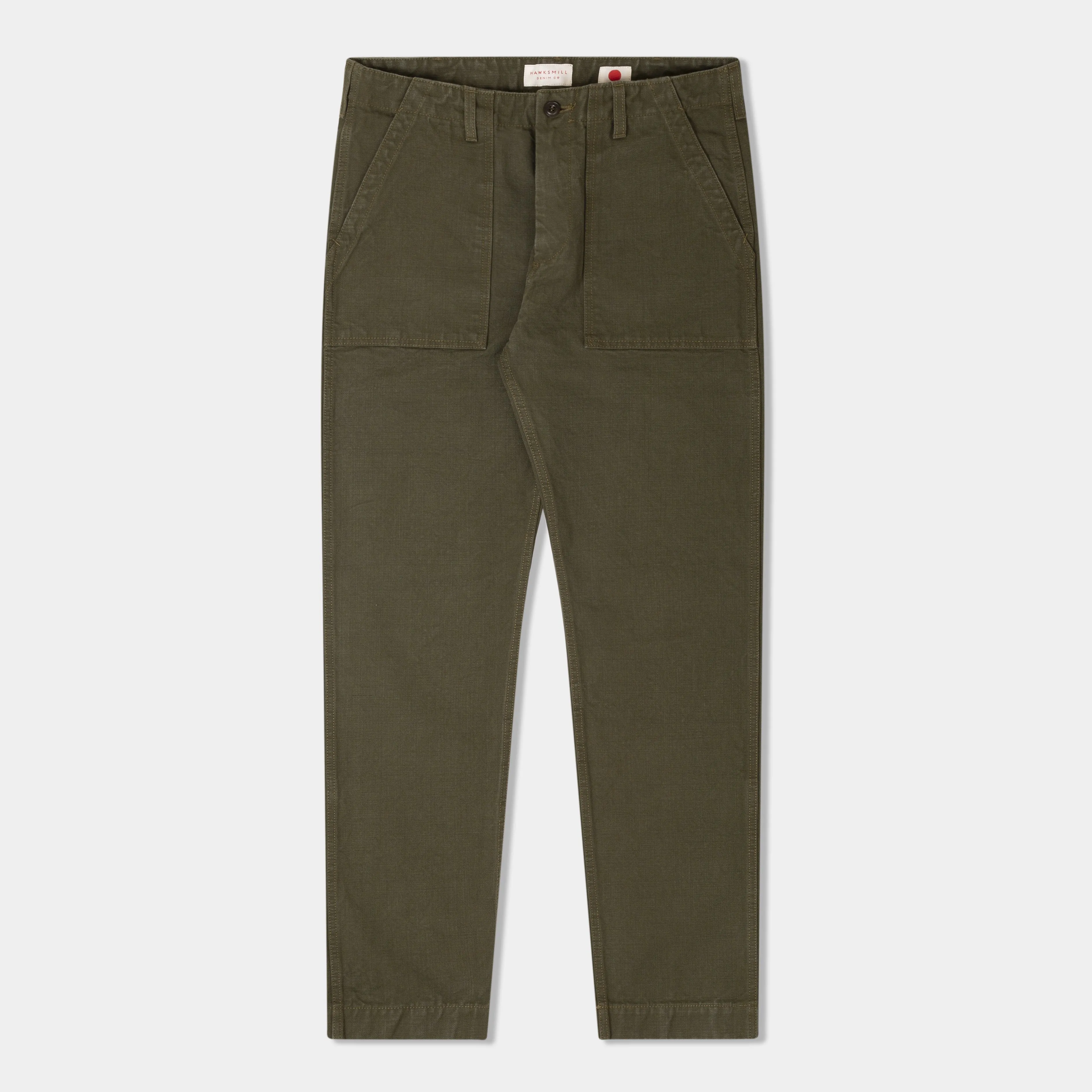 14.5oz Japanese Heavy Slub Cotton Canvas Utility Pants (Olive)