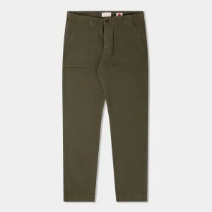 14.5oz Japanese Heavy Slub Cotton Canvas Utility Pants (Olive)