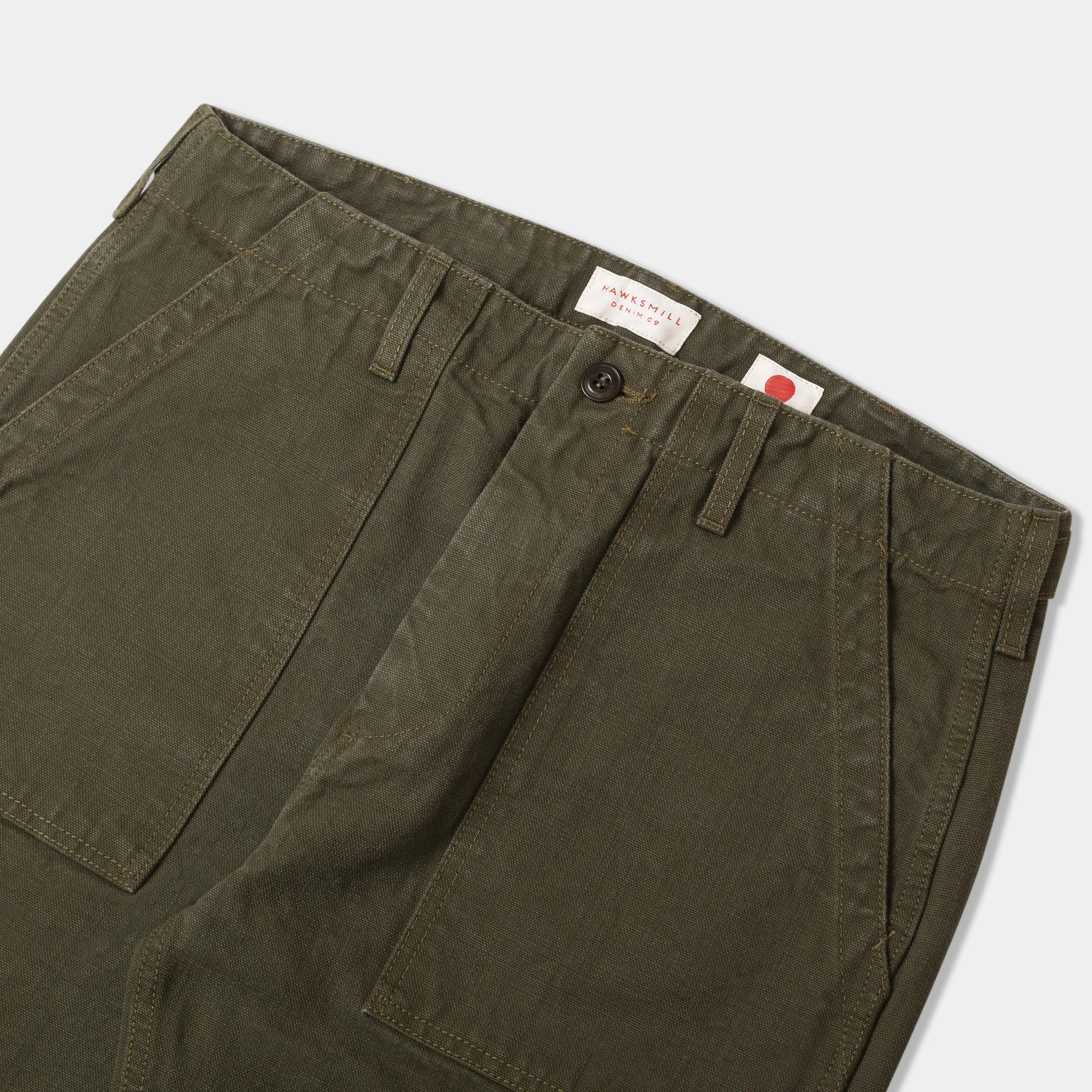 14.5oz Japanese Heavy Slub Cotton Canvas Utility Pants (Olive)