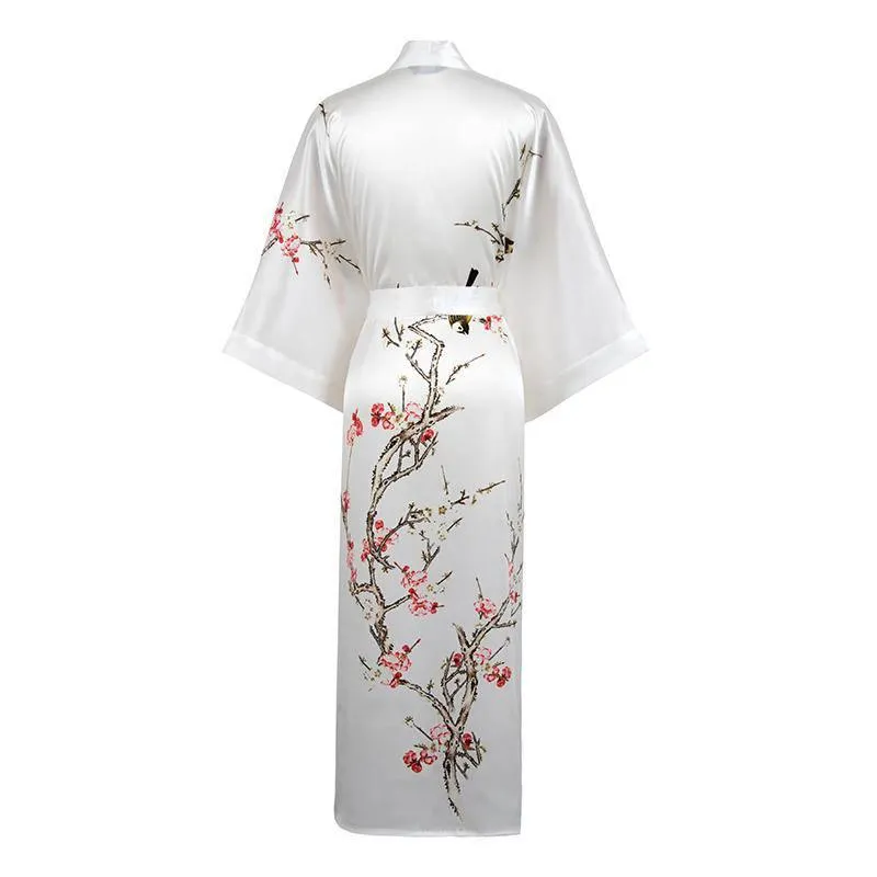 19 Momme Womens Silk Kimono Robe Long Sleeves Silk Printed kimono Robe Silk Sleepwear Bathrobe