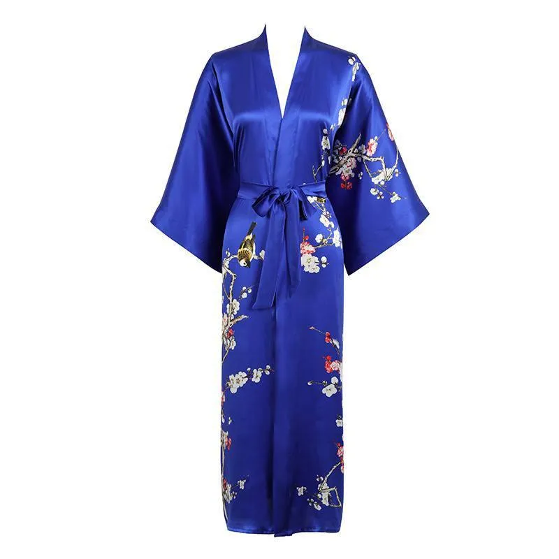 19 Momme Womens Silk Kimono Robe Long Sleeves Silk Printed kimono Robe Silk Sleepwear Bathrobe