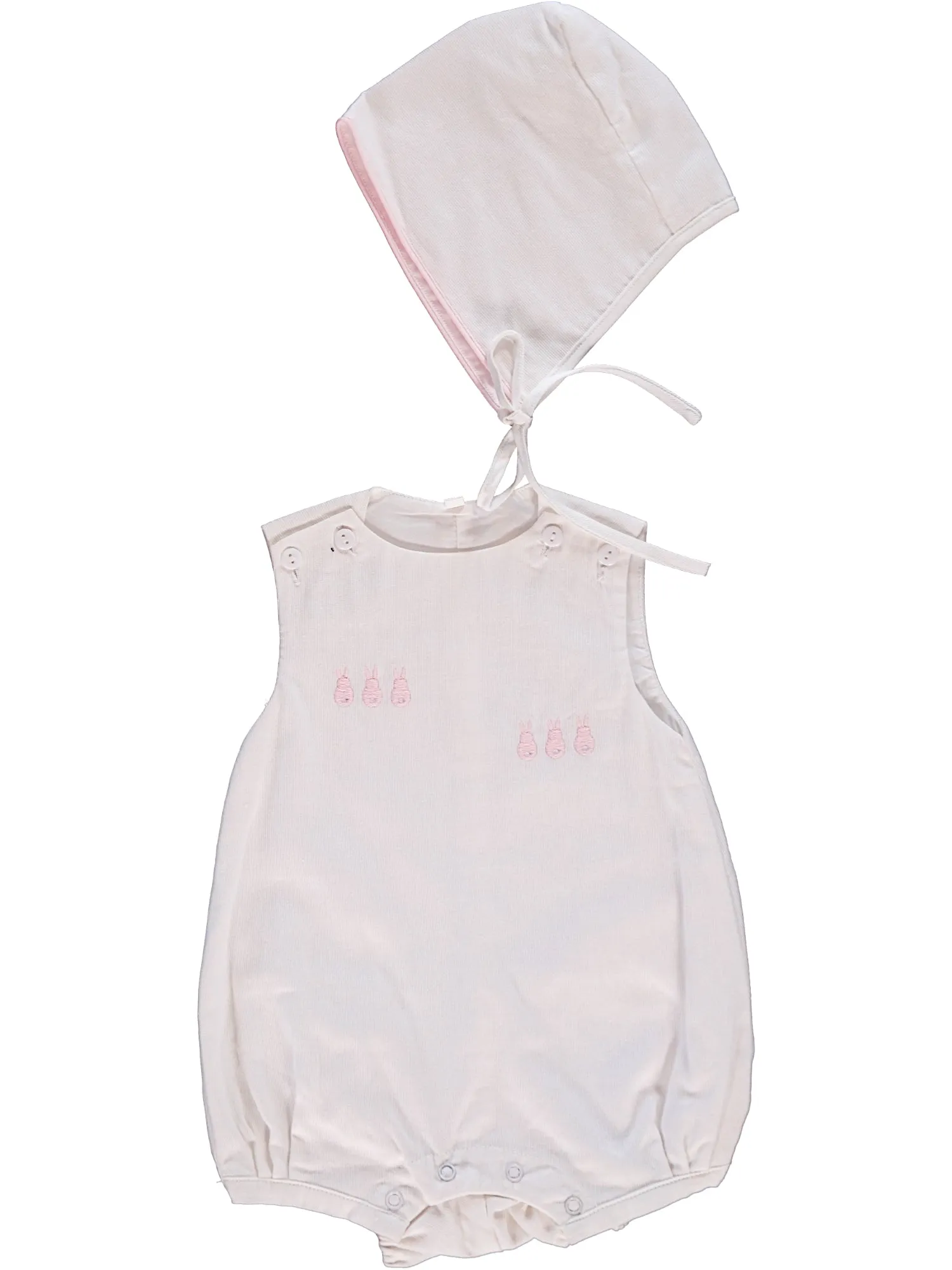20015-Easter Bunny Baby Girl Bubble Romper with Bonnet