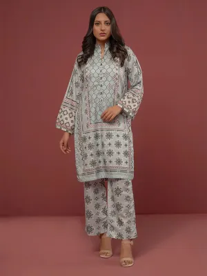 2pc - Stitched Essential Printed Lawn Silk Suit
