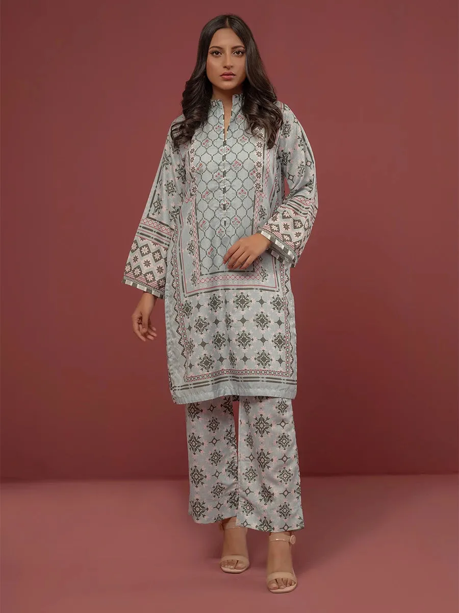 2pc - Stitched Essential Printed Lawn Silk Suit
