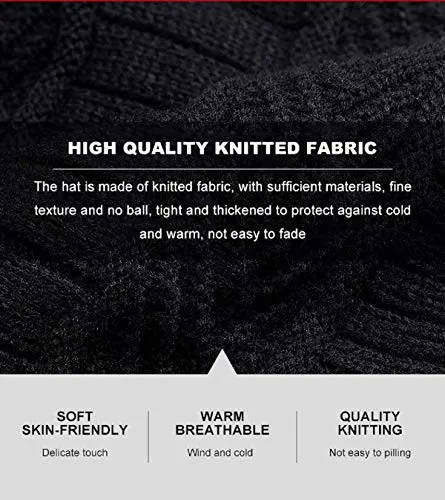 ABlue Clipper Unisex Woollen with Faux Fur Inner Side Beanie Cap and Neck Muffler Winter Combo Set (Black , Free Size )