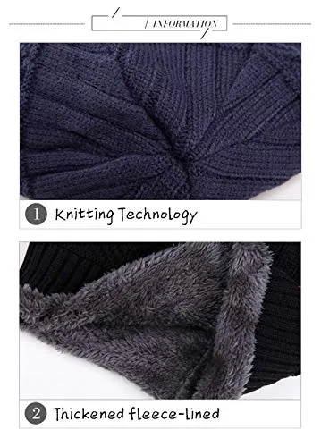 ABlue Clipper Unisex Woollen with Faux Fur Inner Side Beanie Cap and Neck Muffler Winter Combo Set (Black , Free Size )