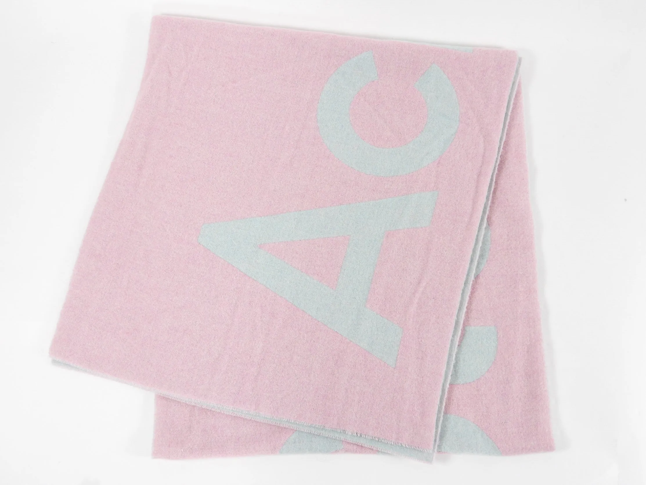 Acne Studios Large Pink and Blue Logo Scarf
