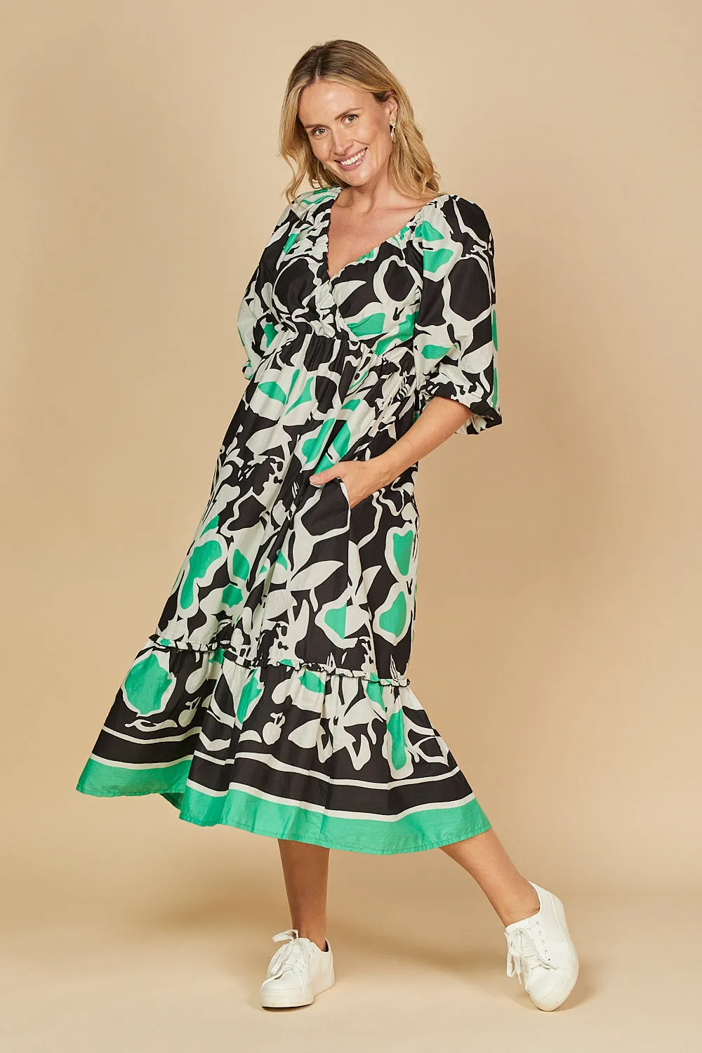 Alison 3/4 Sleeve Maxi Dress in Helsinki Summer