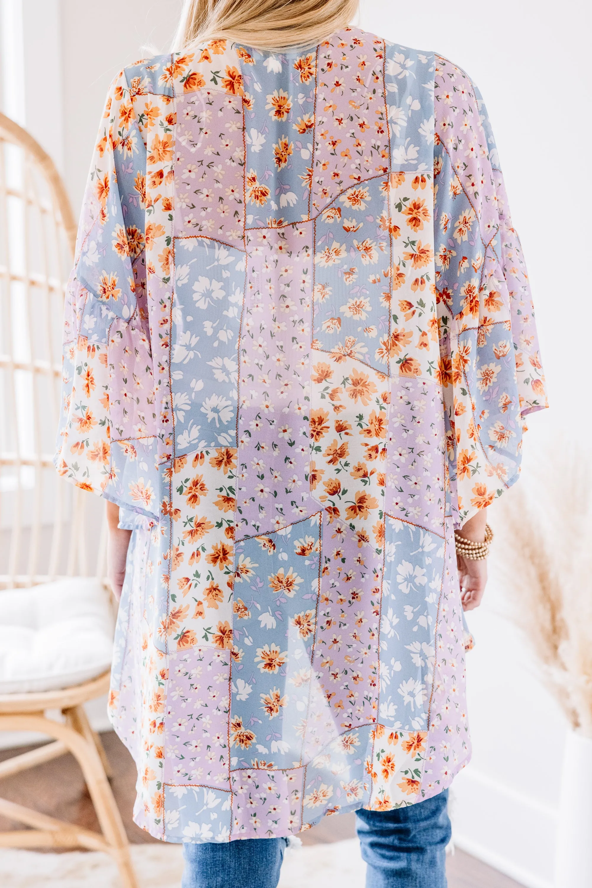 All The Attention Lavender Purple Ditsy Floral Kimono