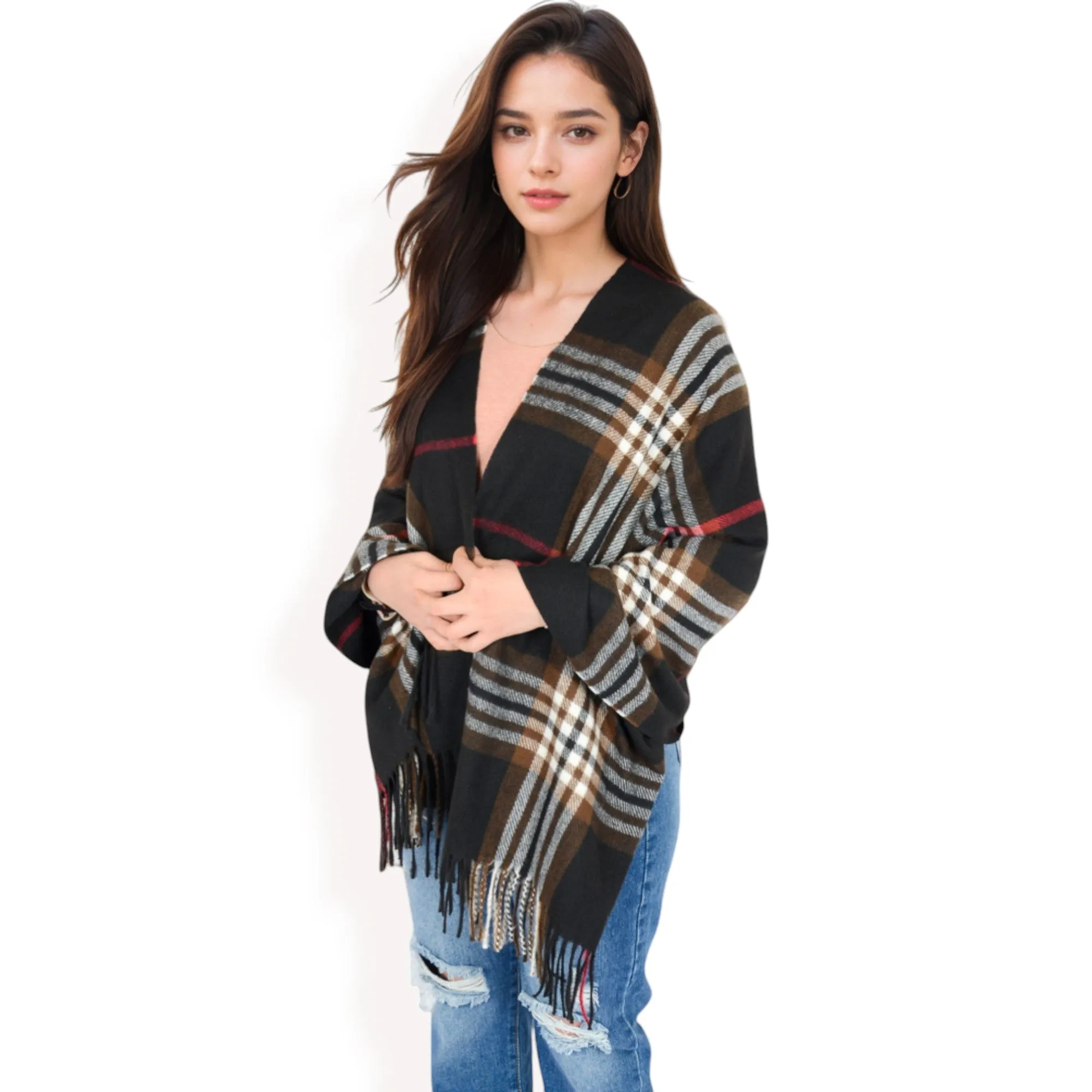 Anna-Kaci Women's Plaid Pattern Scarf with Fringed Edges and Soft Lightweight Material for Year-Round Use
