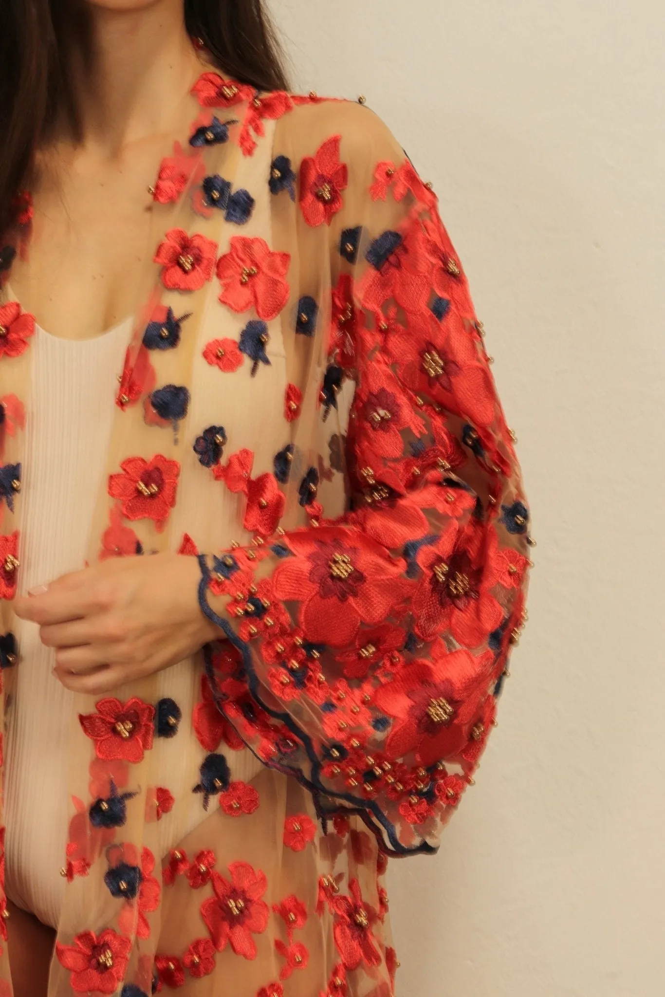 APHRODITE FLOWER CHIFFON SILK KIMONO