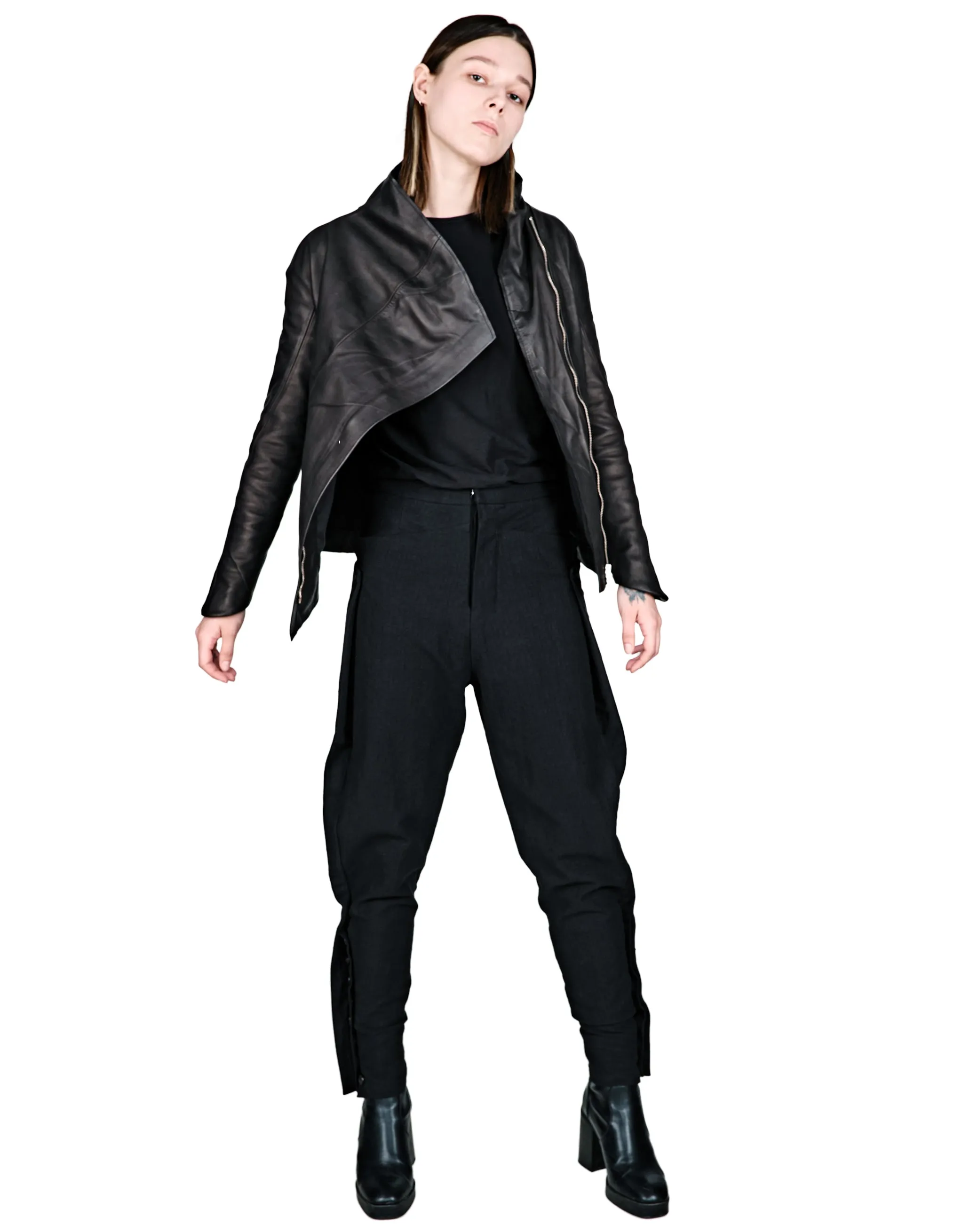 Asymmetric Zip Leather Jacket
