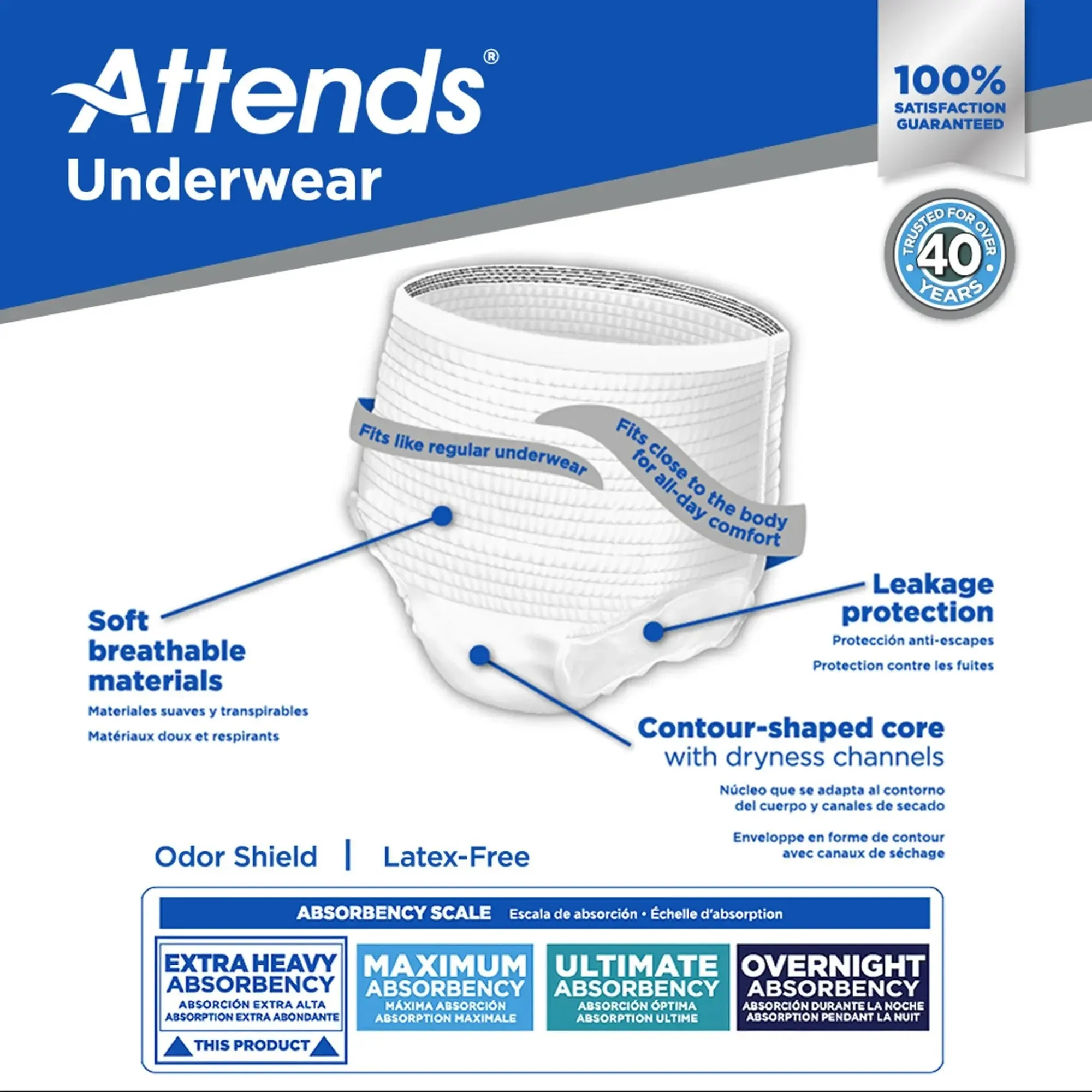 Attends® Care Moderate Absorbent Underwear, Extra Large