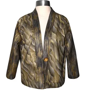 Attractive Gold Black Metallic Cotton Kimono Style Jacket with Gold Button