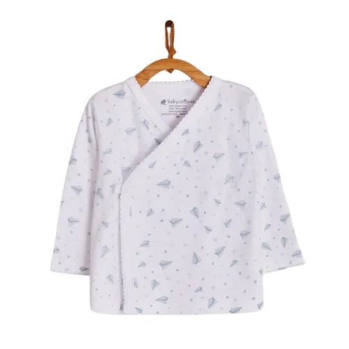 Babycottons Planes Kimono & Pants Set White & Light Blue
