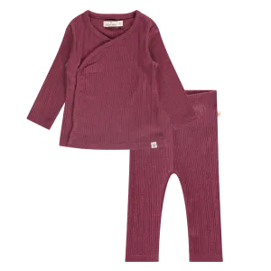 Babyface - Organic Kimono Top   Legging Set - Cranberry