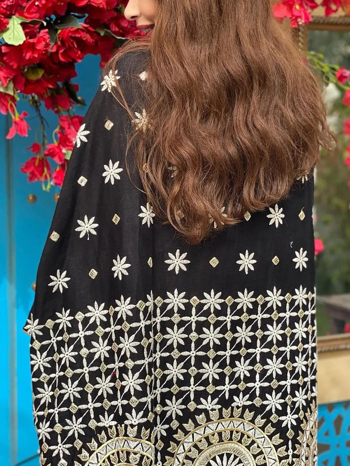 baggy black pattern Ramadan kaftan dress