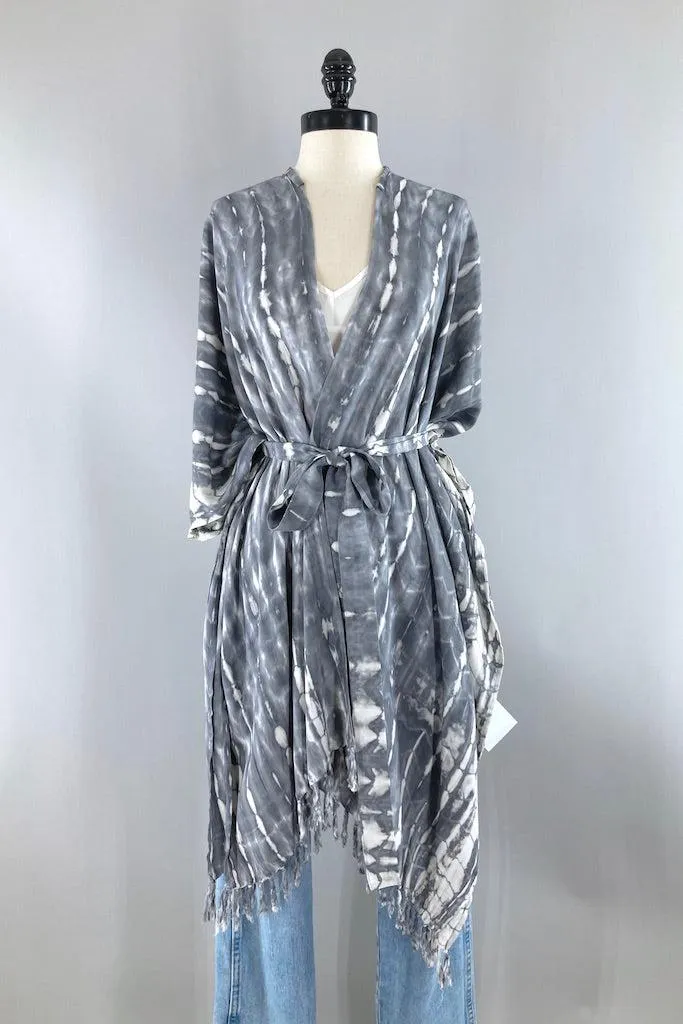 Bali Shibori - Grey Kimono Duster
