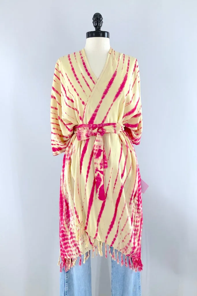 Bali Shibori - Pink Kimono Duster