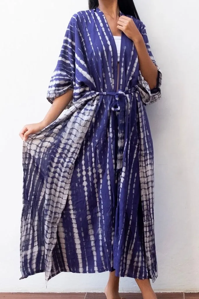 Bali Shibori - Violet Kimono Robe