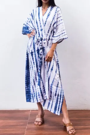 Bali Shibori - White Kimono Robe