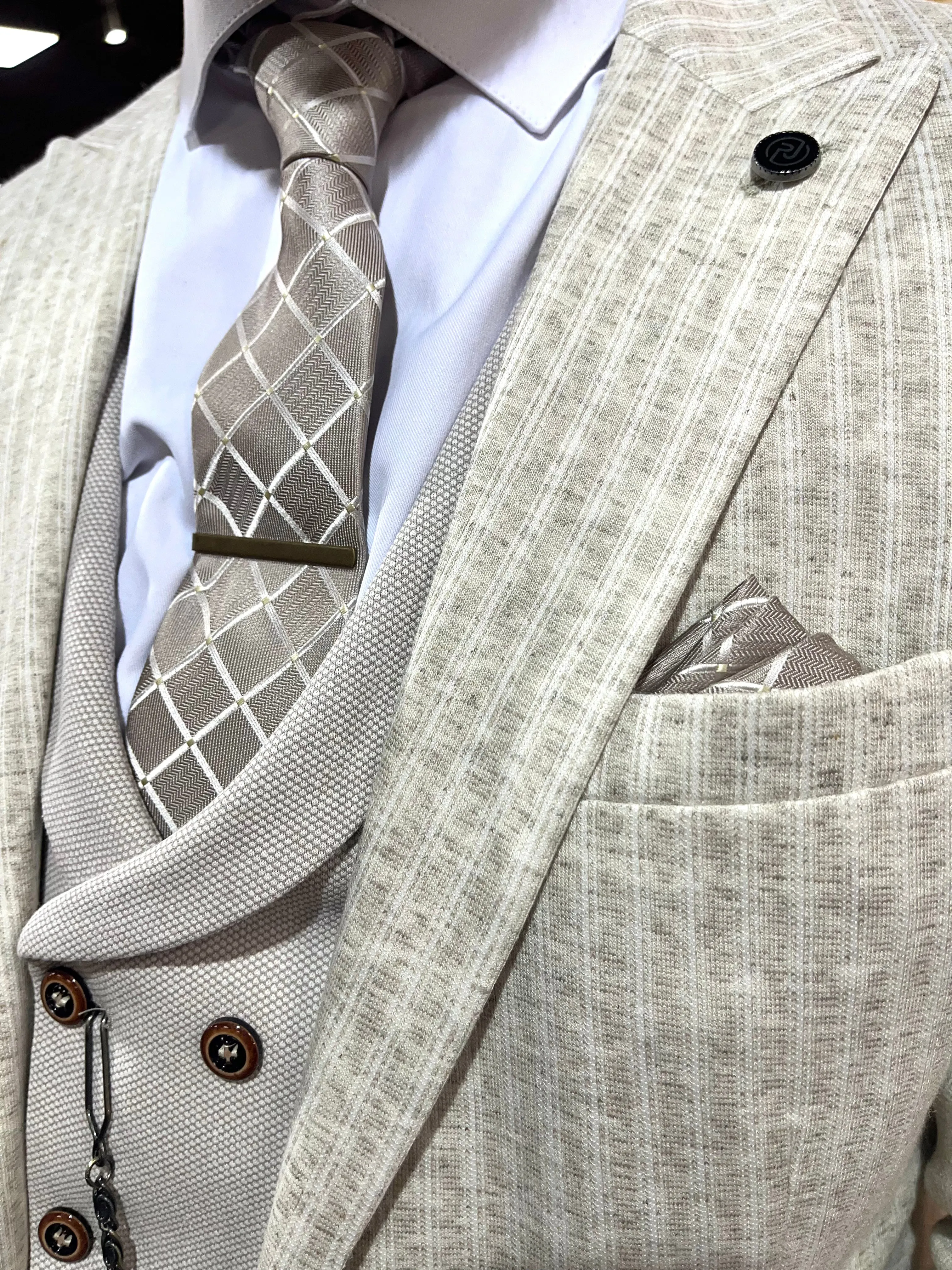 Bassa - Light Oatmeal 3 Piece Suit