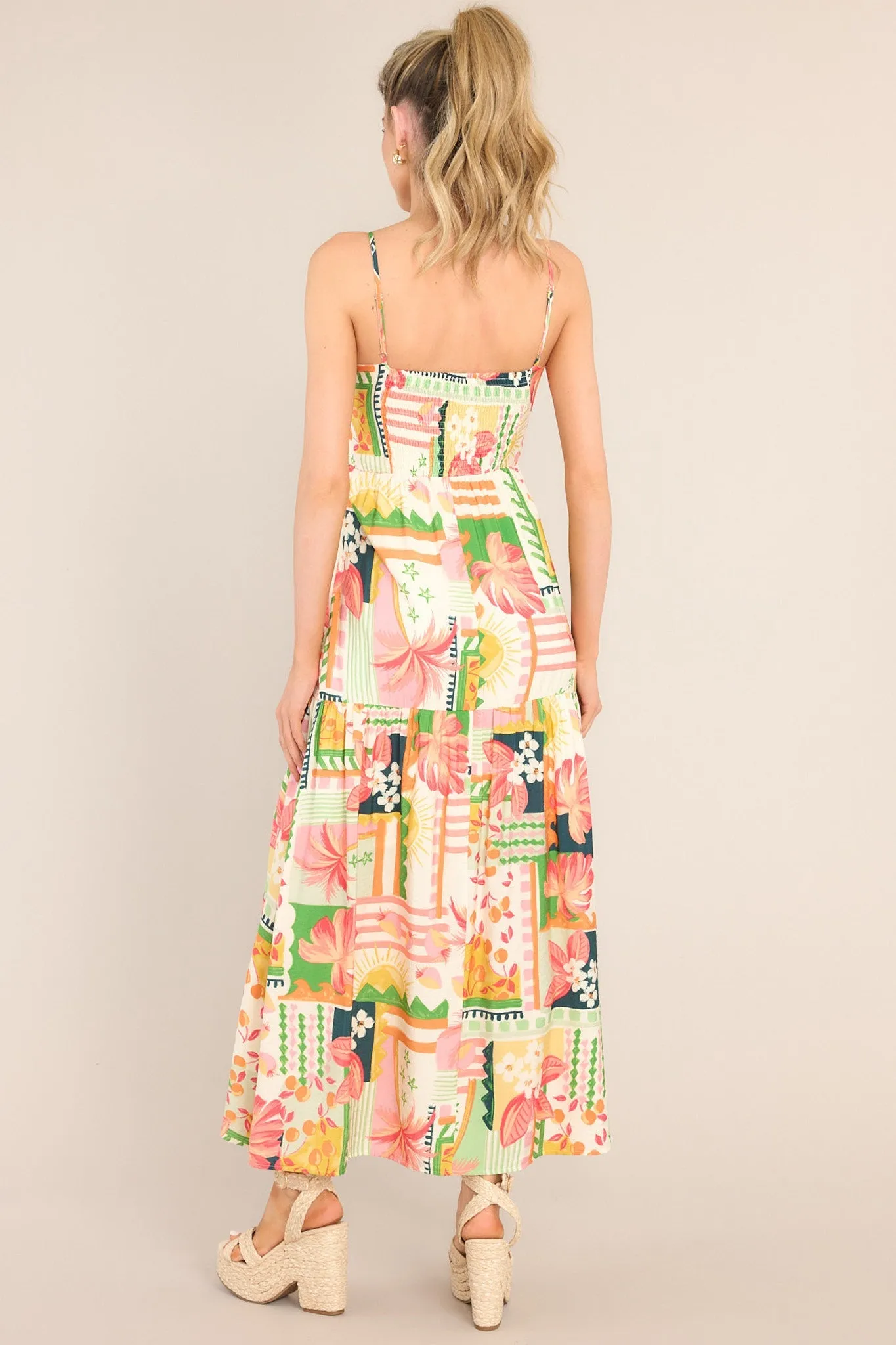 Beach Bonanza Tropical Multi Print Maxi Dress
