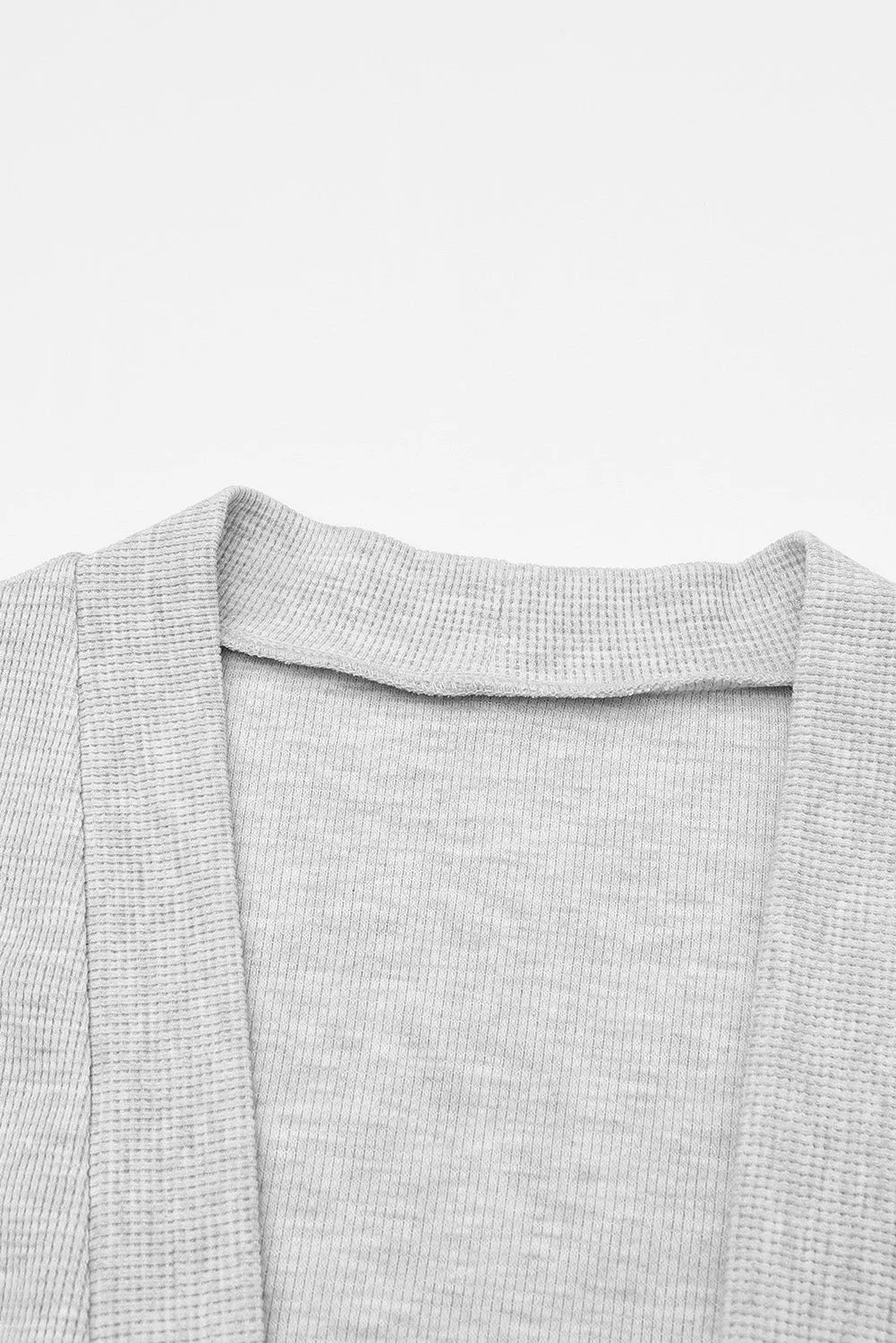 Beige Cable Knit Pocketed Open Front Long Cardigan