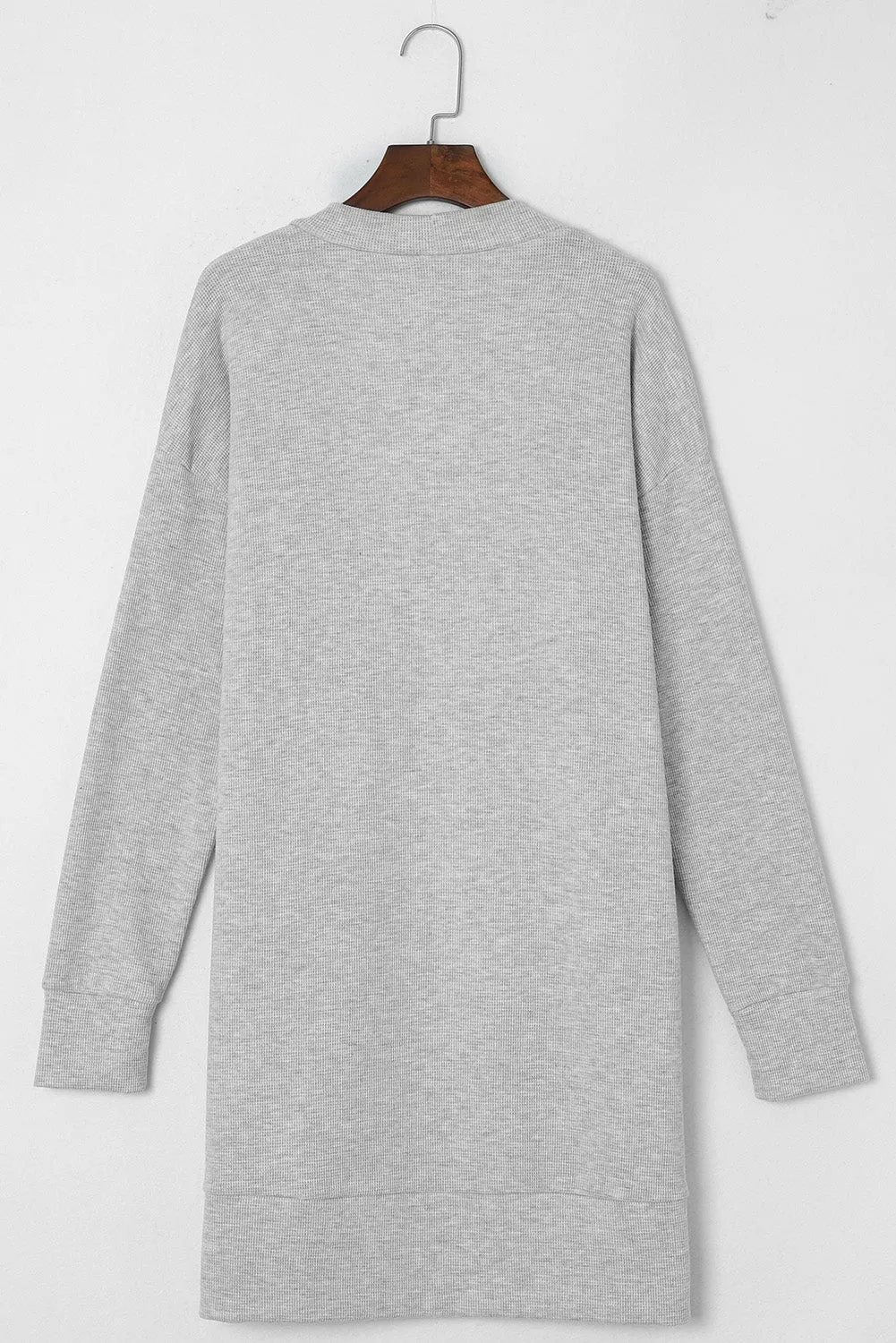 Beige Cable Knit Pocketed Open Front Long Cardigan