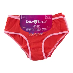 BELLA & BIRDIE Girl's Valentine's Day Hipster Underwear, 5-Pack