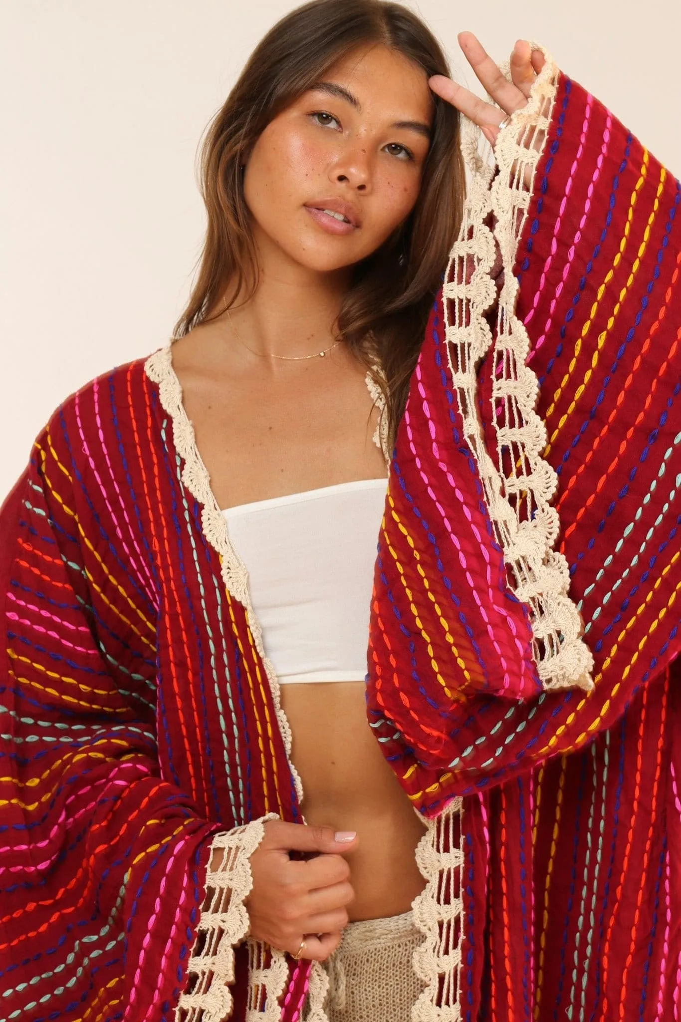 BILA ANGEL WING EMBROIDERED KIMONO DUSTER