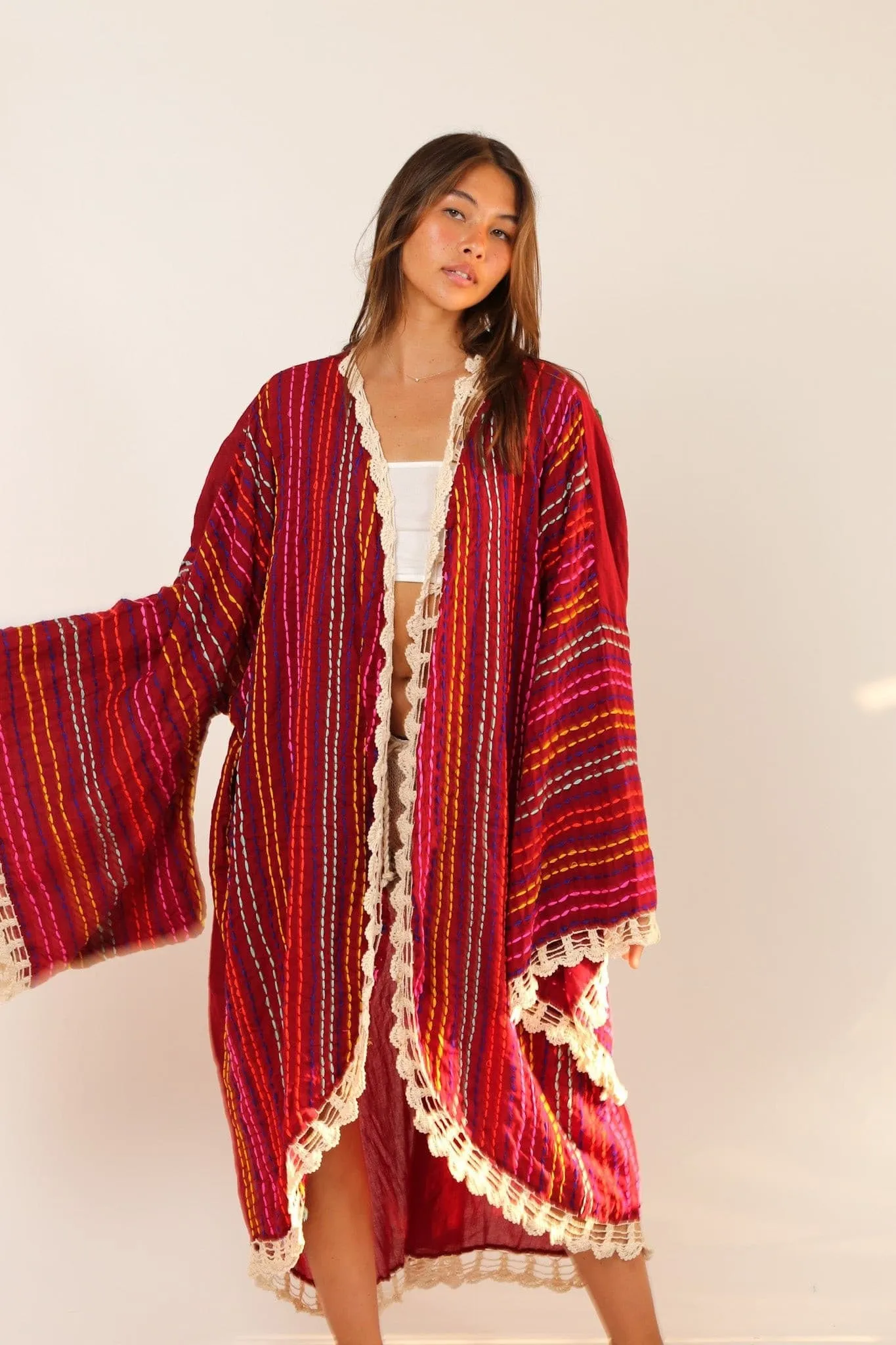 BILA ANGEL WING EMBROIDERED KIMONO DUSTER