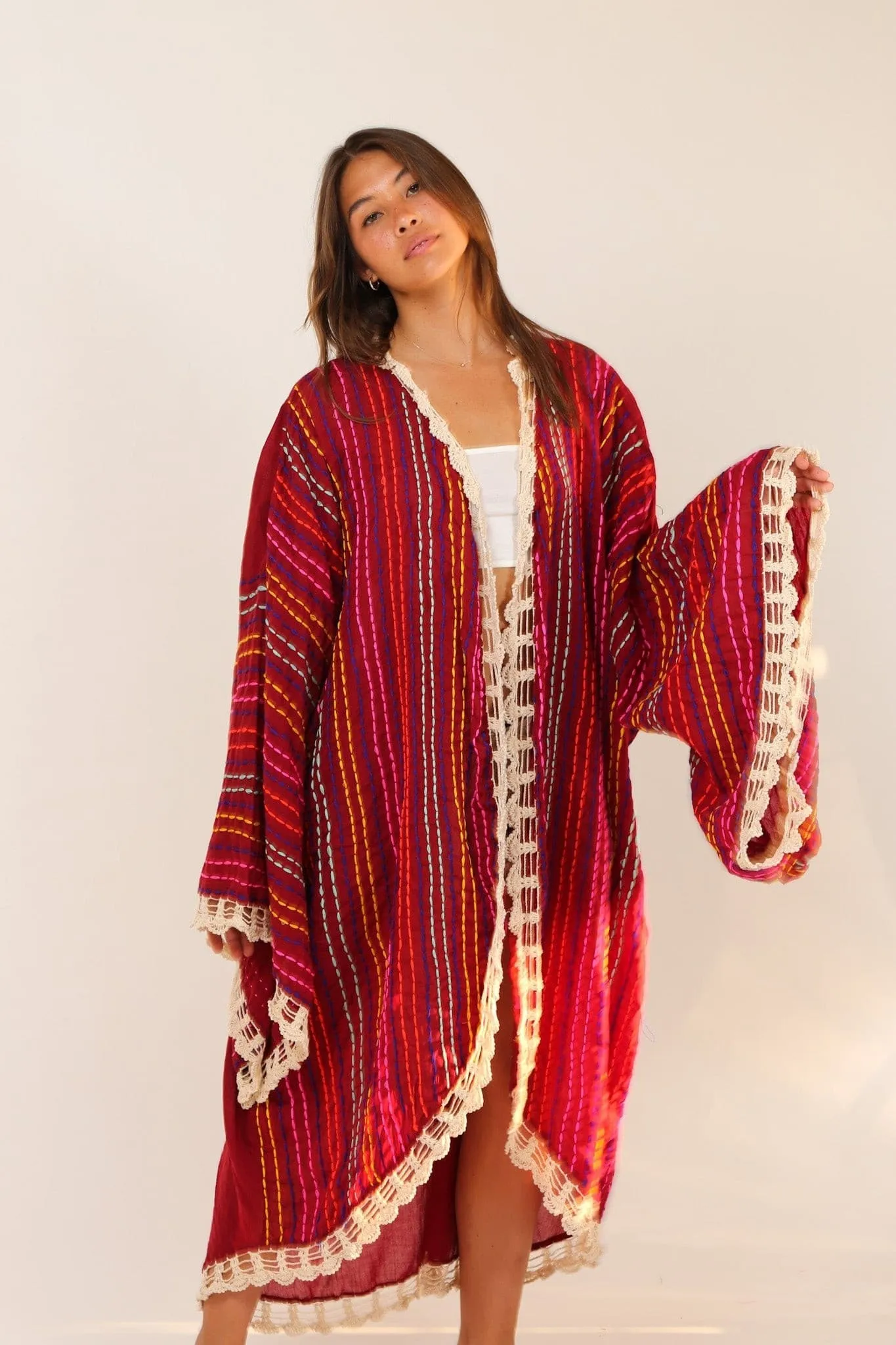 BILA ANGEL WING EMBROIDERED KIMONO DUSTER