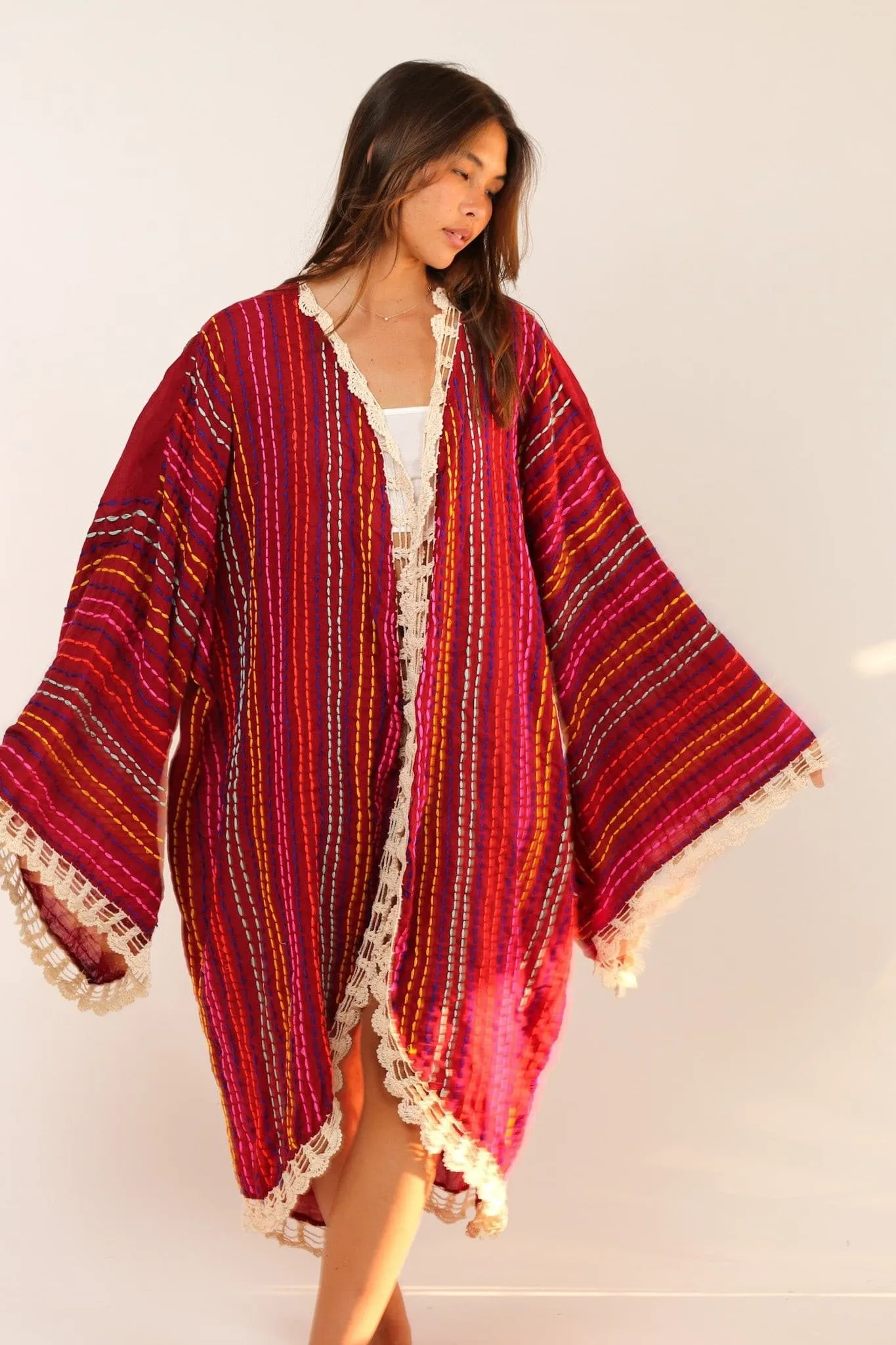 BILA ANGEL WING EMBROIDERED KIMONO DUSTER