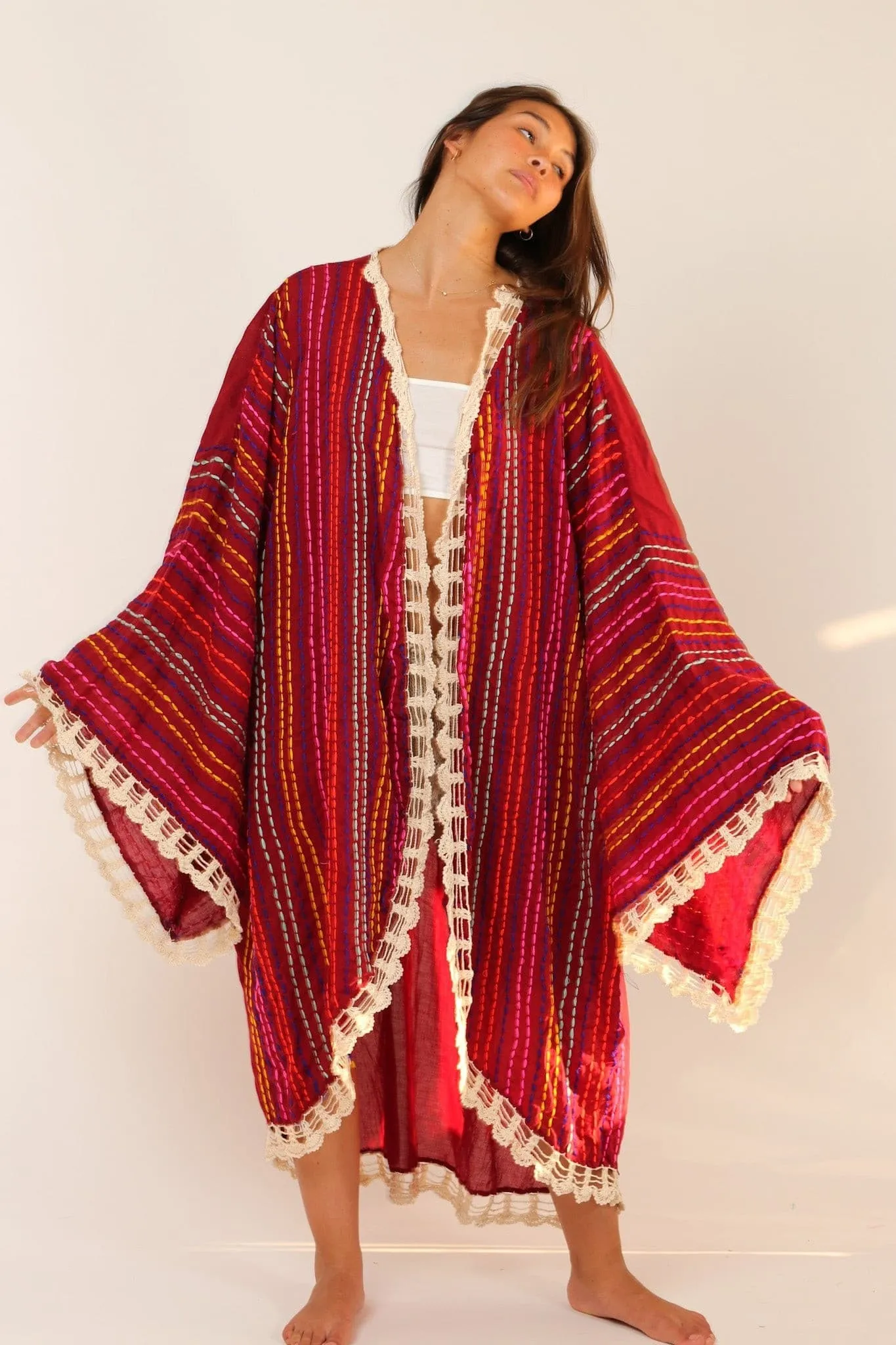 BILA ANGEL WING EMBROIDERED KIMONO DUSTER