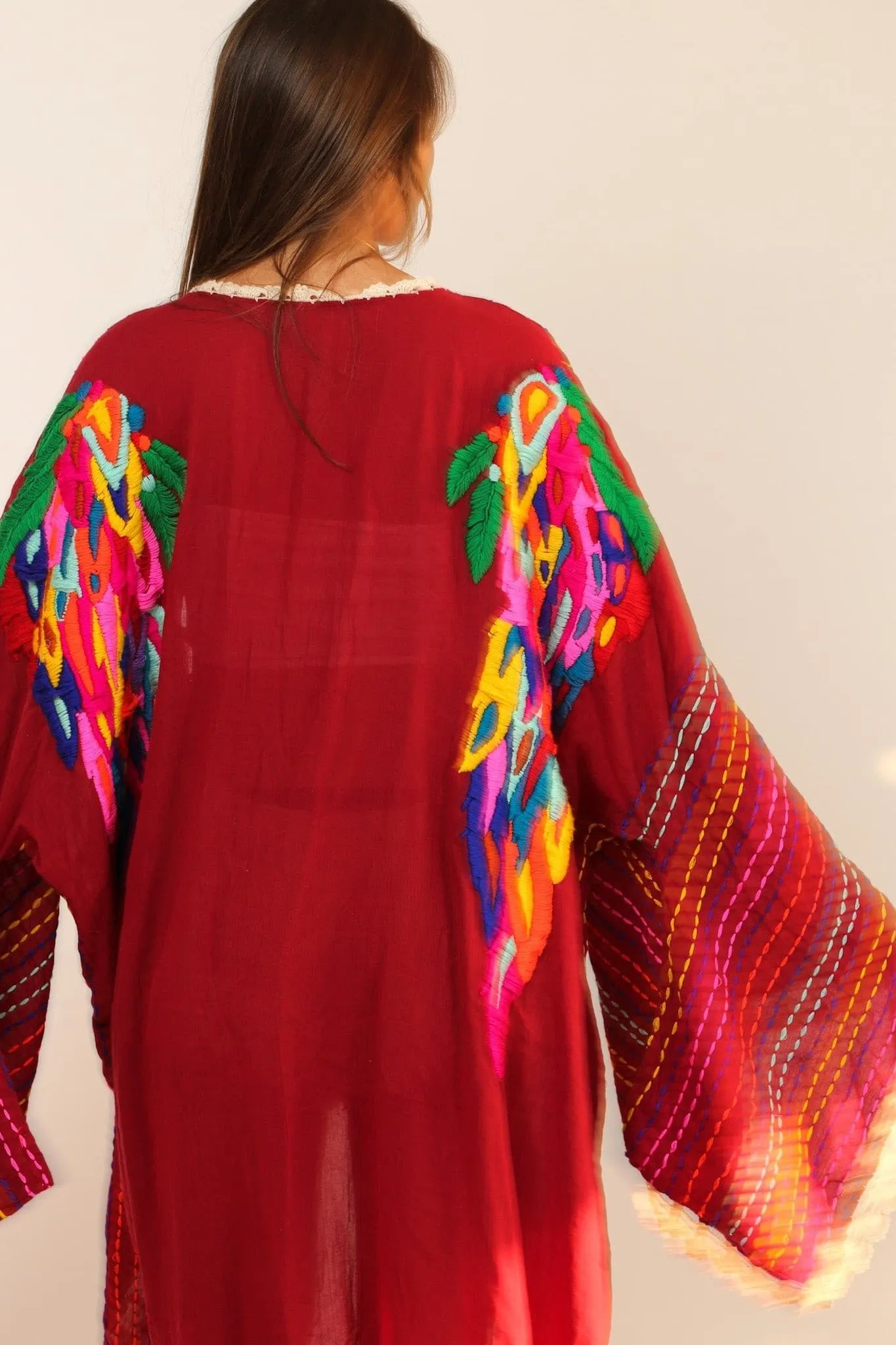 BILA ANGEL WING EMBROIDERED KIMONO DUSTER