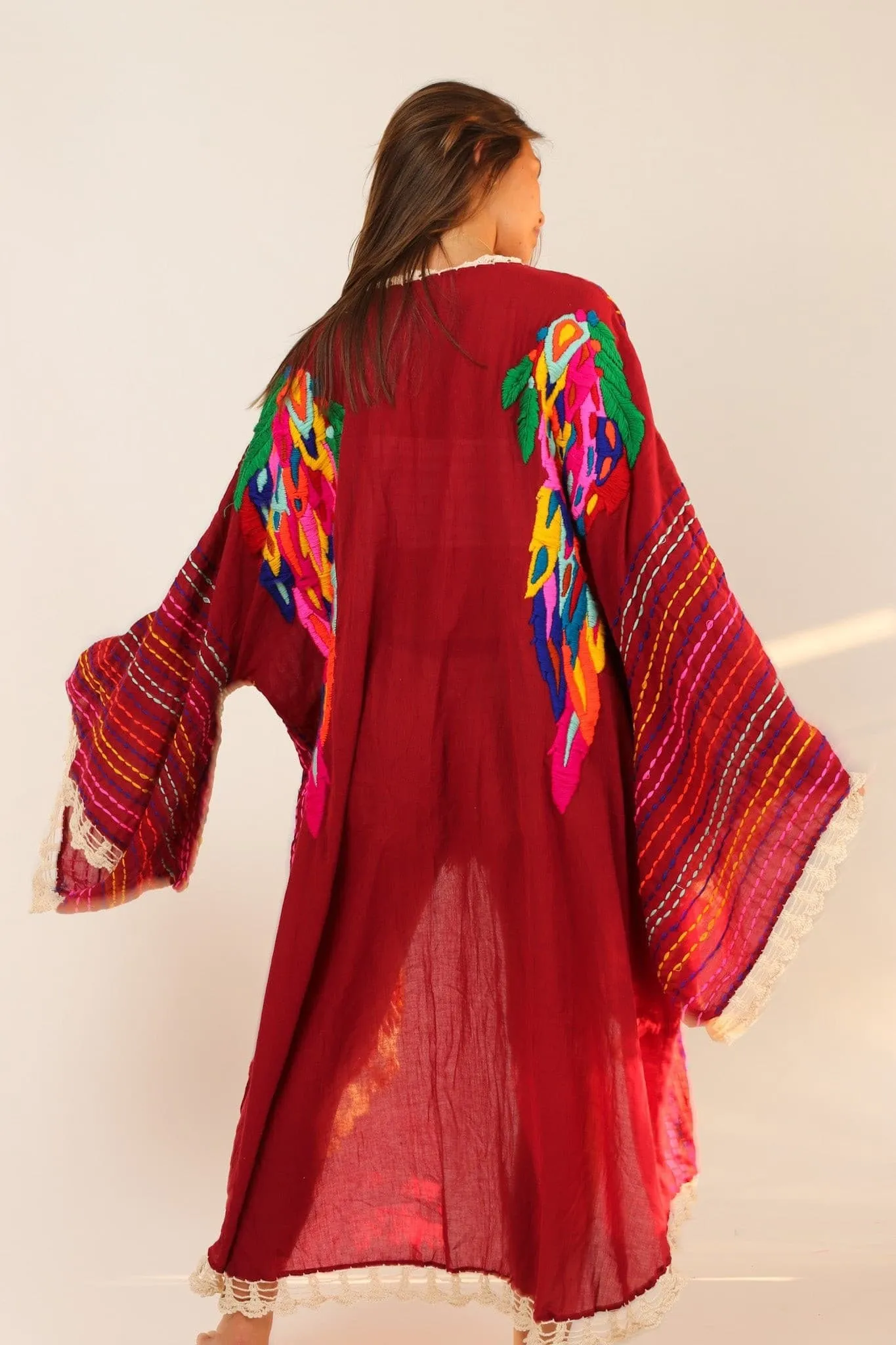 BILA ANGEL WING EMBROIDERED KIMONO DUSTER
