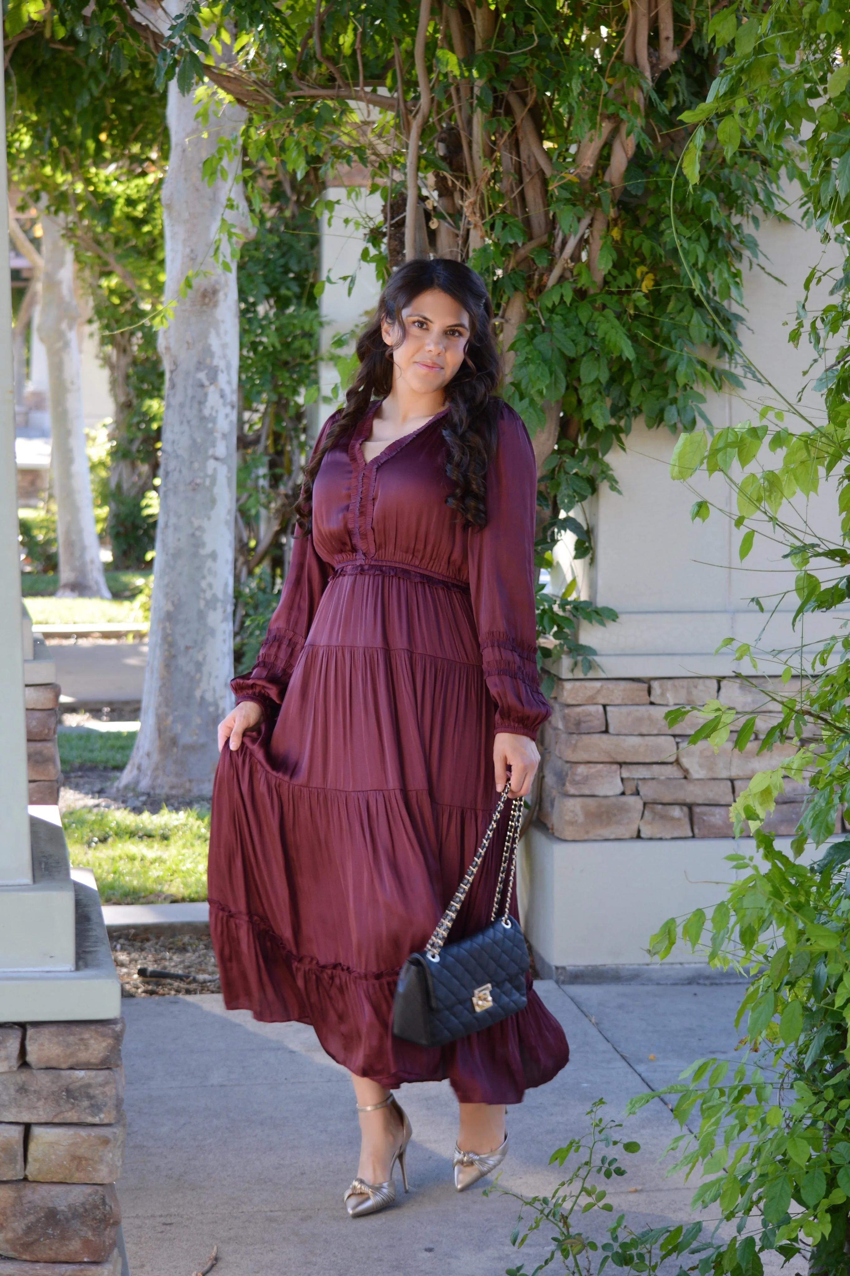 Birdie Plum Silk Maxi Dress