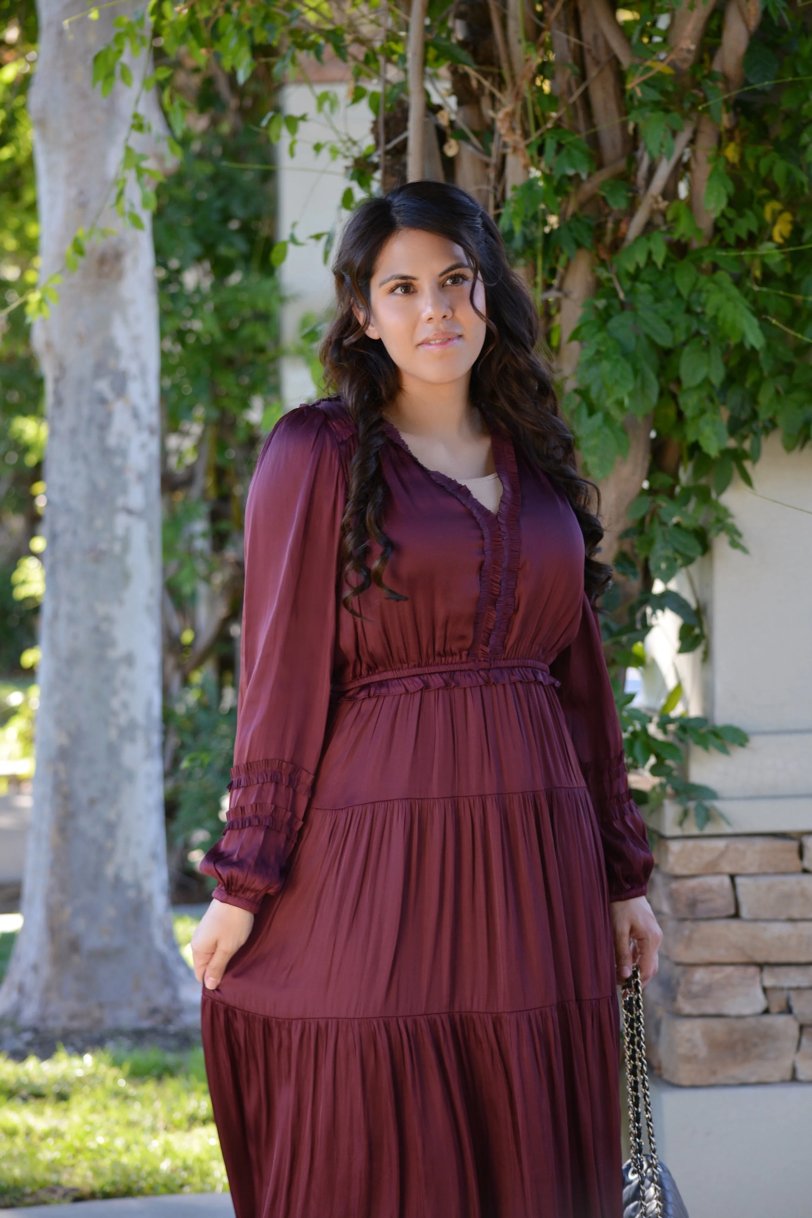 Birdie Plum Silk Maxi Dress