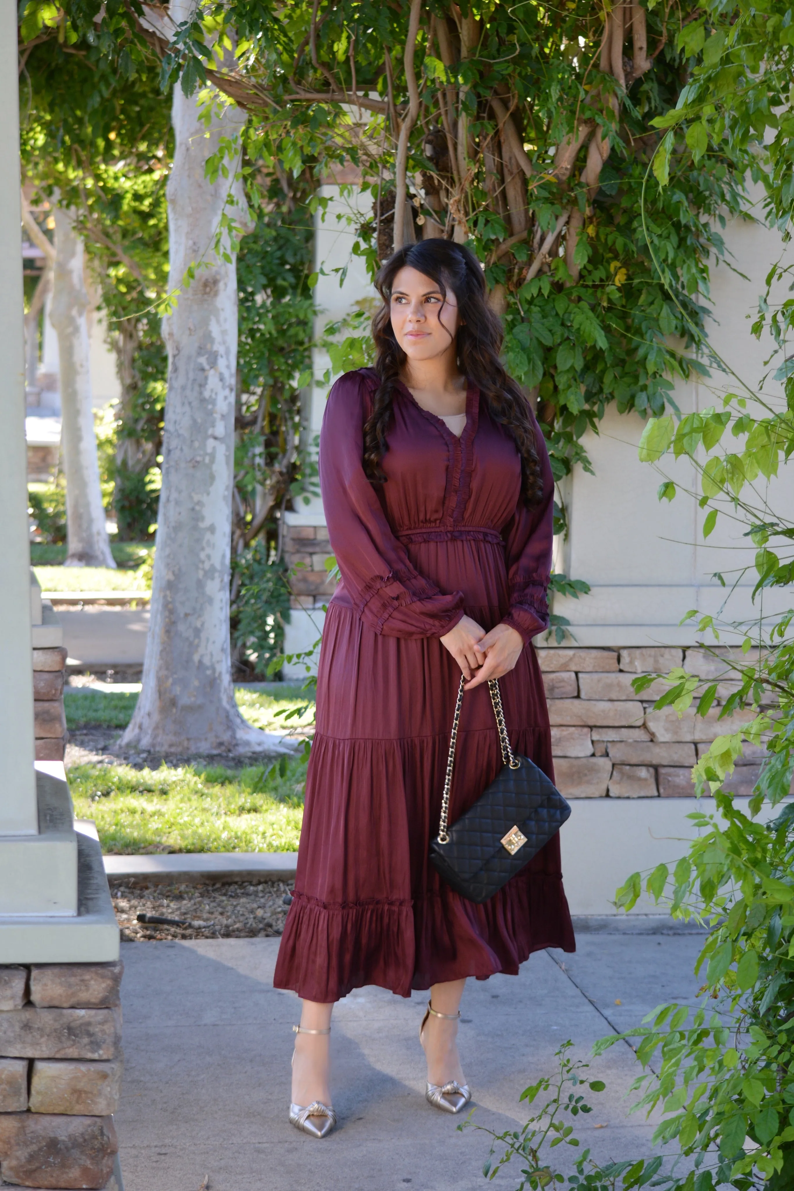 Birdie Plum Silk Maxi Dress
