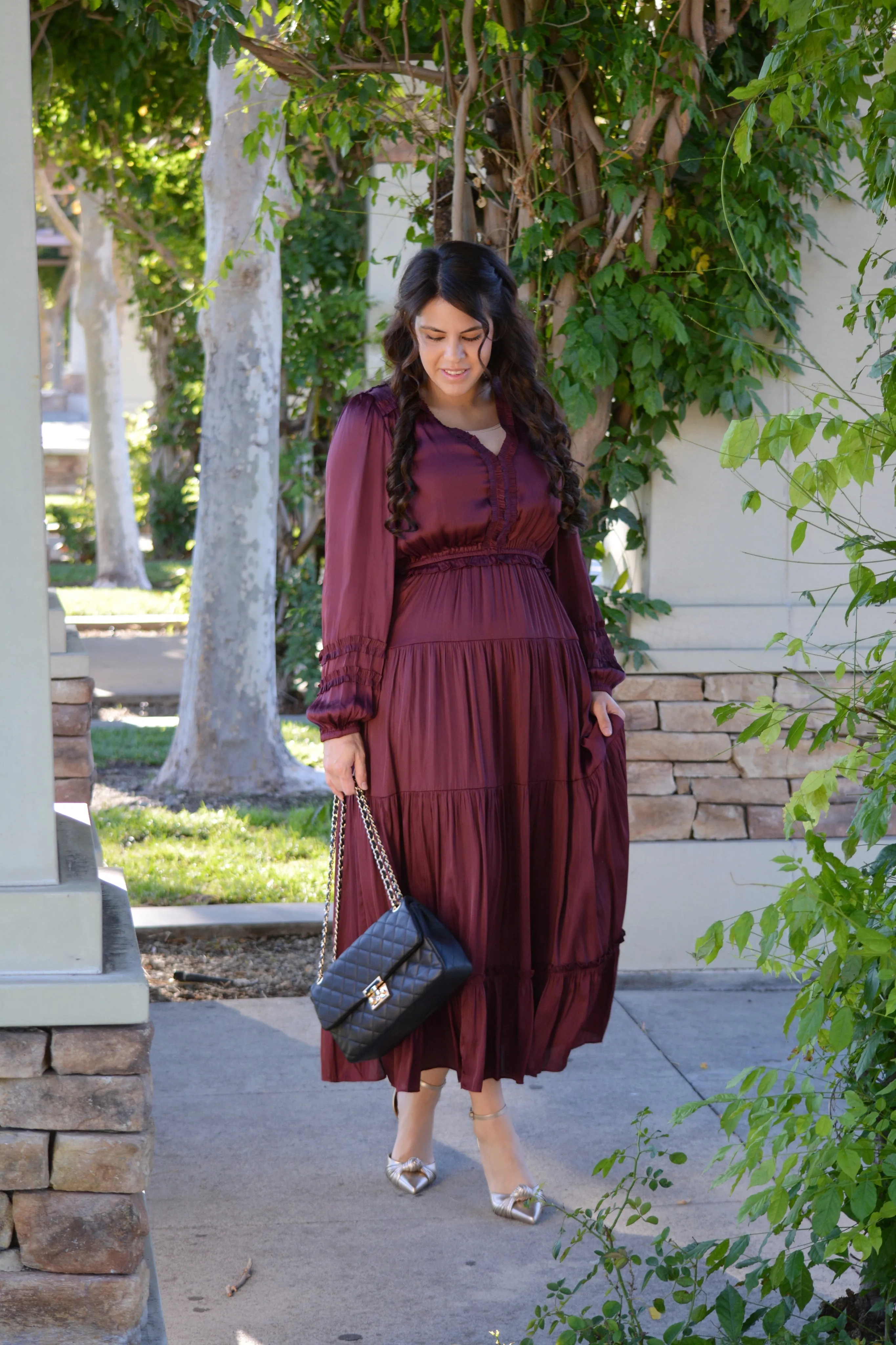 Birdie Plum Silk Maxi Dress
