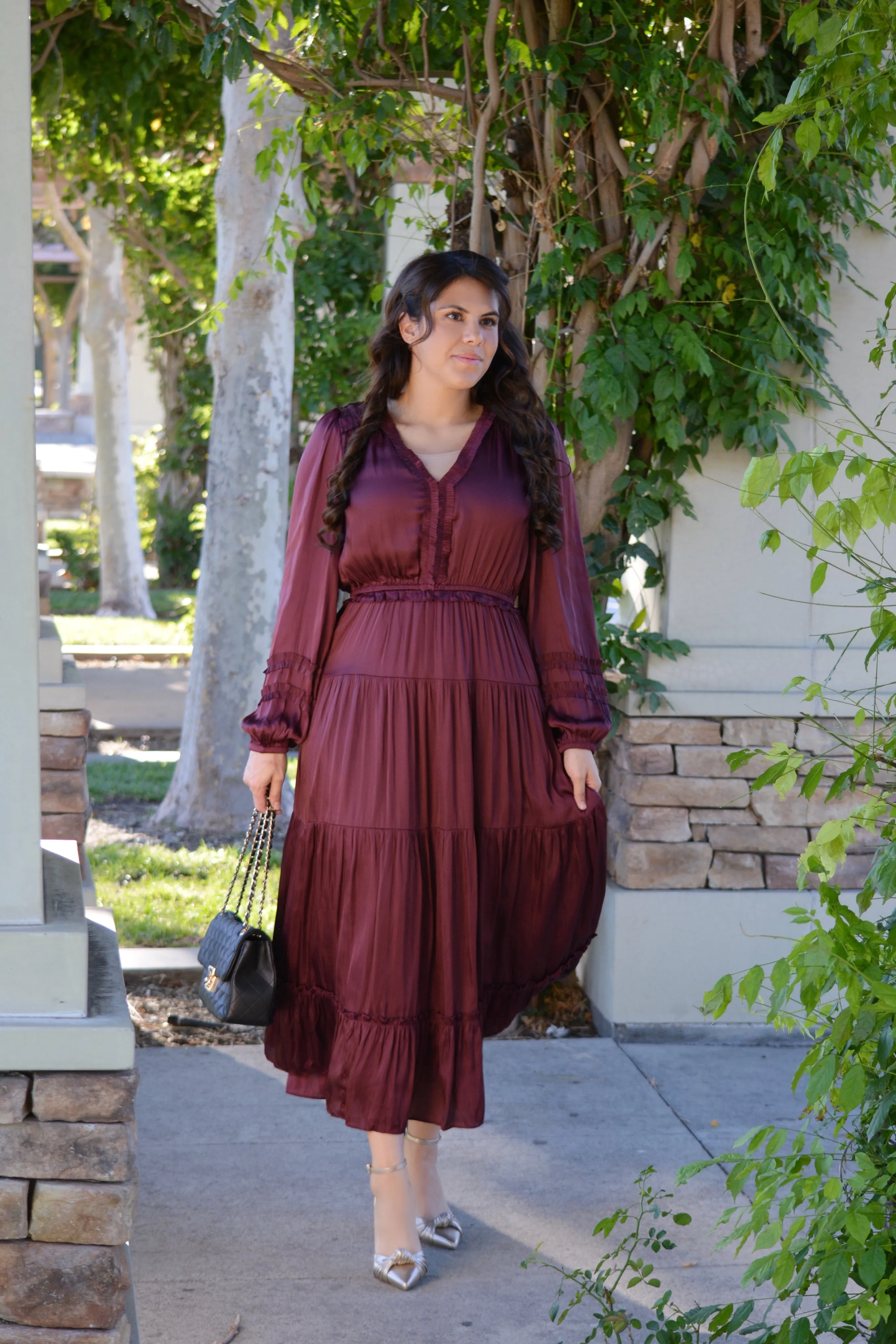 Birdie Plum Silk Maxi Dress