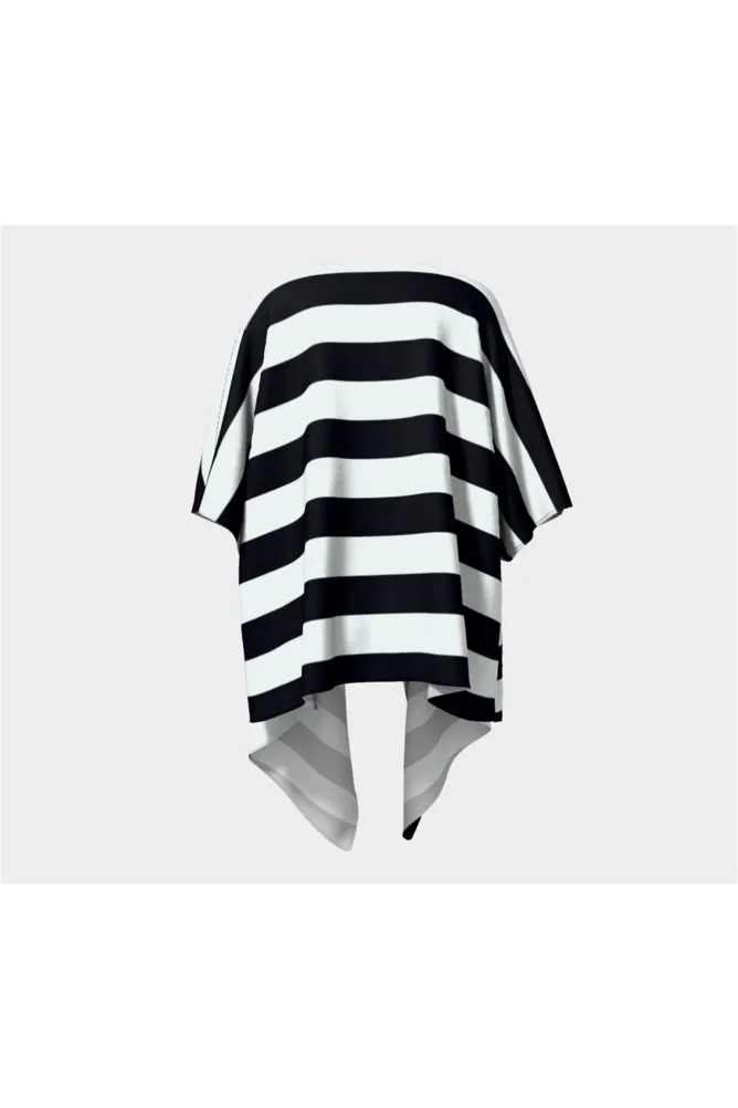 Black & White Striped Draped Kimono