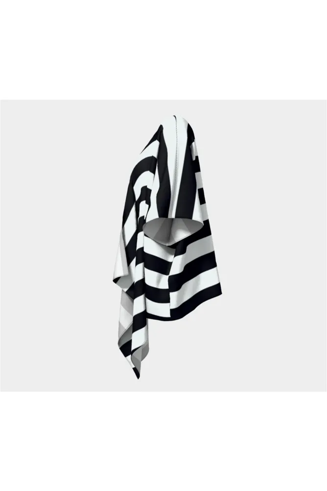 Black & White Striped Draped Kimono