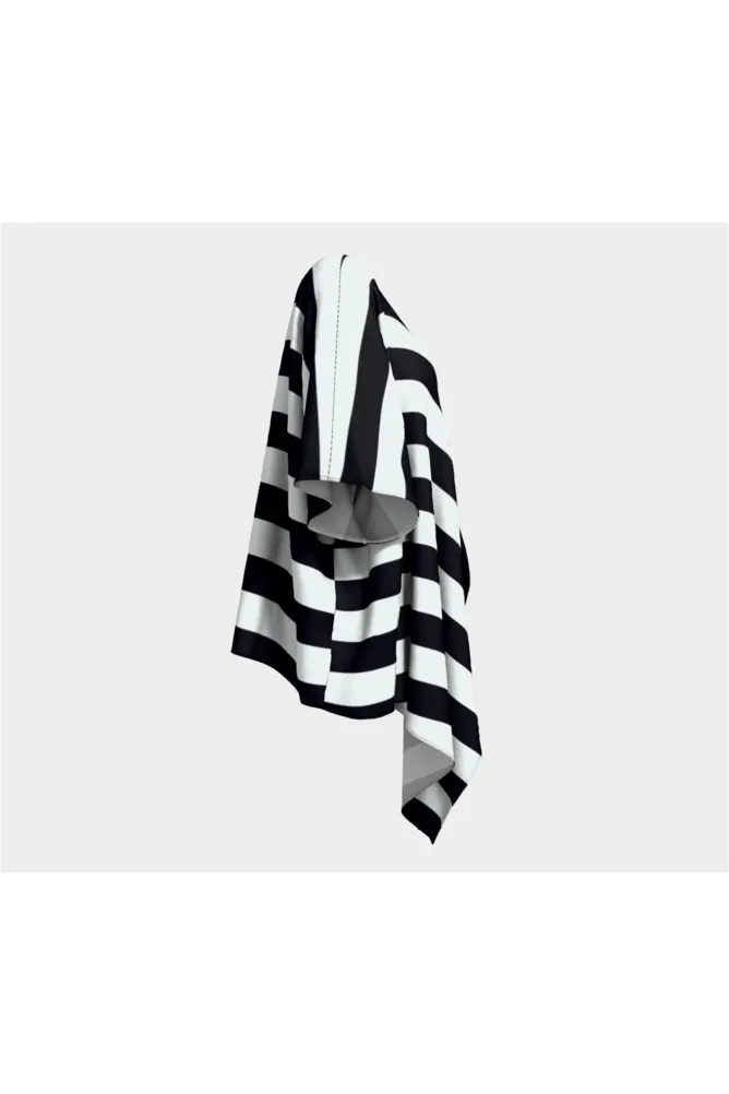 Black & White Striped Draped Kimono