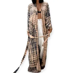 Black Bisque Floor Length Kimono Robe