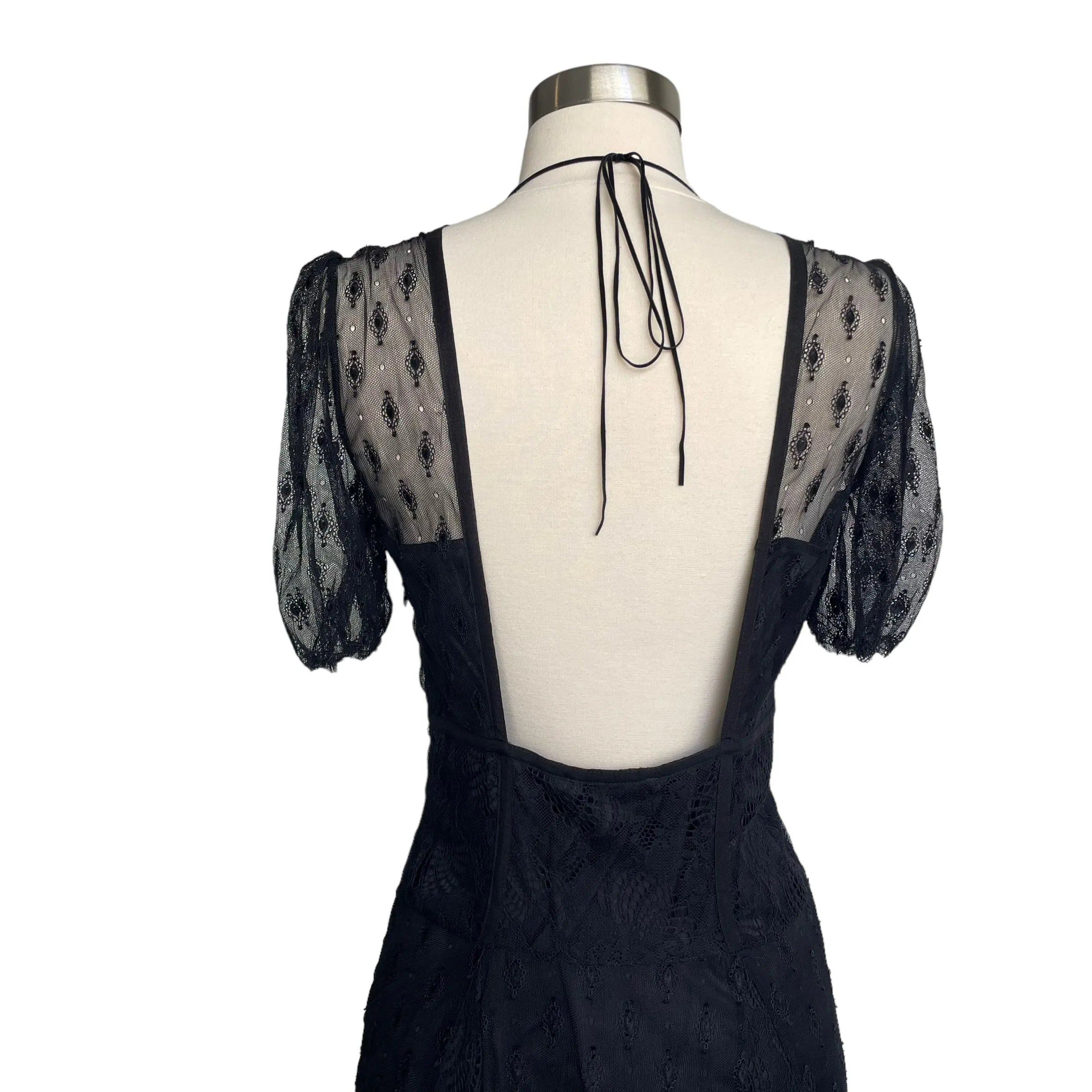 Black Sheer Lace Dress - S