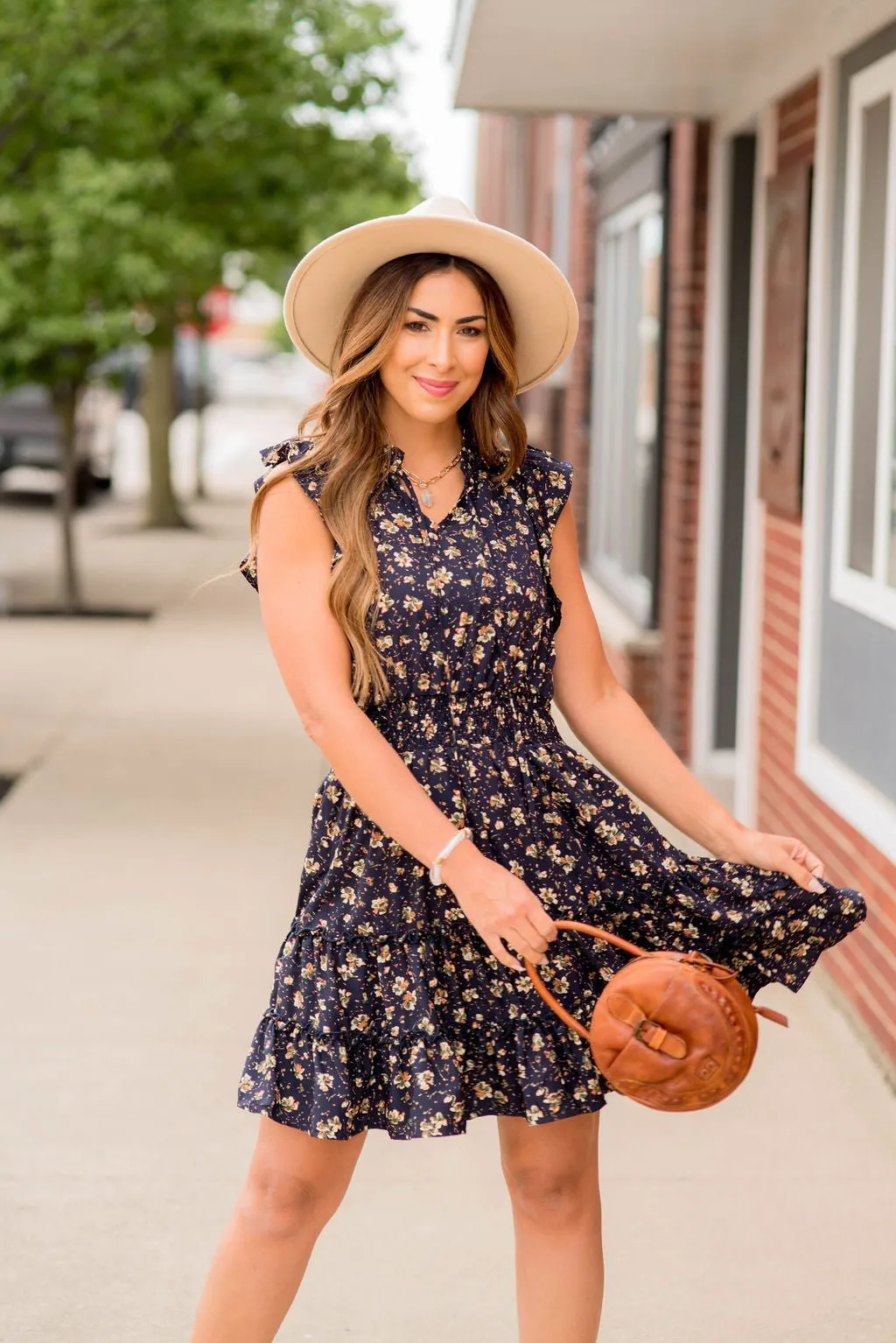Blossoms Flutter Sleeve Dress